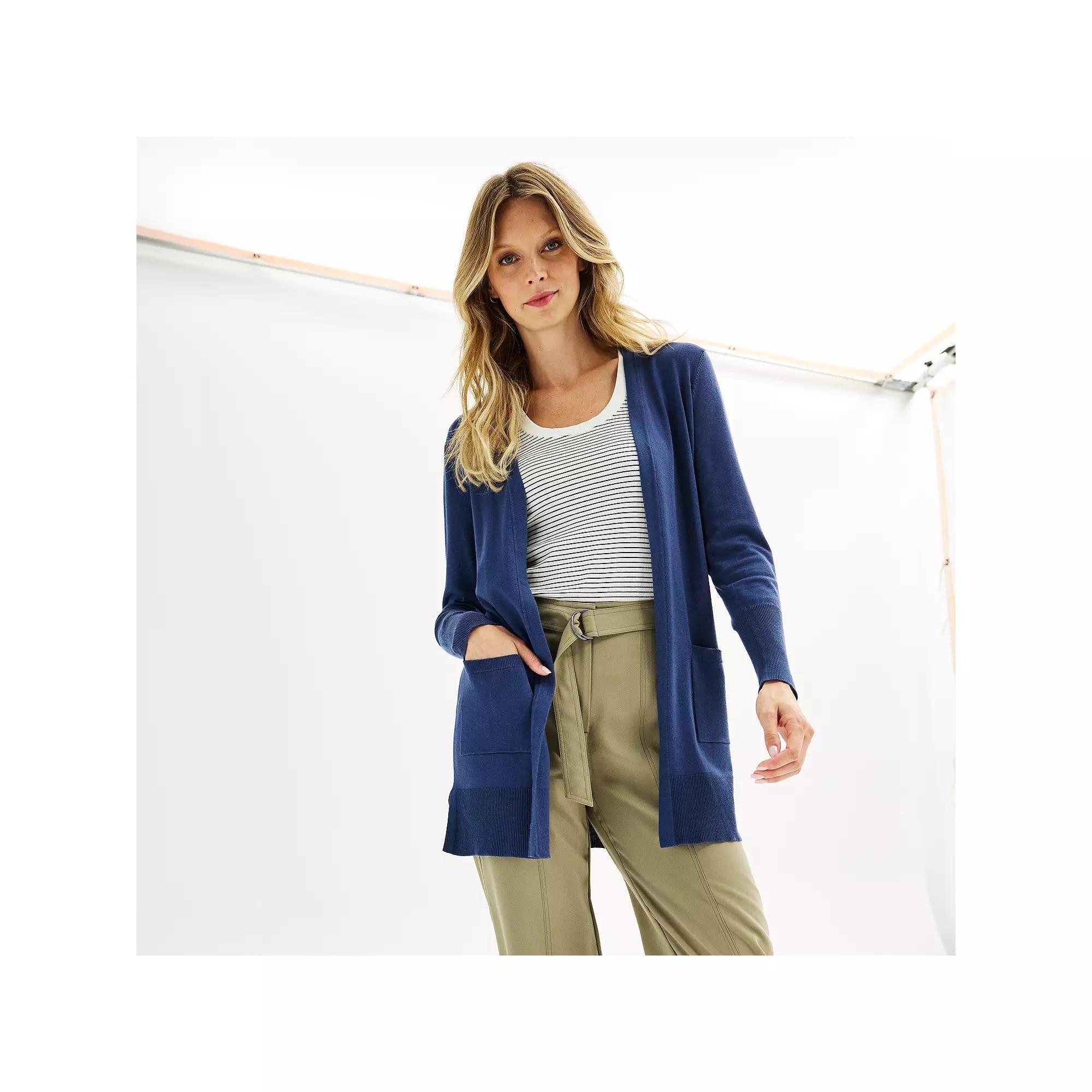 Women's Nine West Essential Cardigan, Size: Medium, Blue Product Image