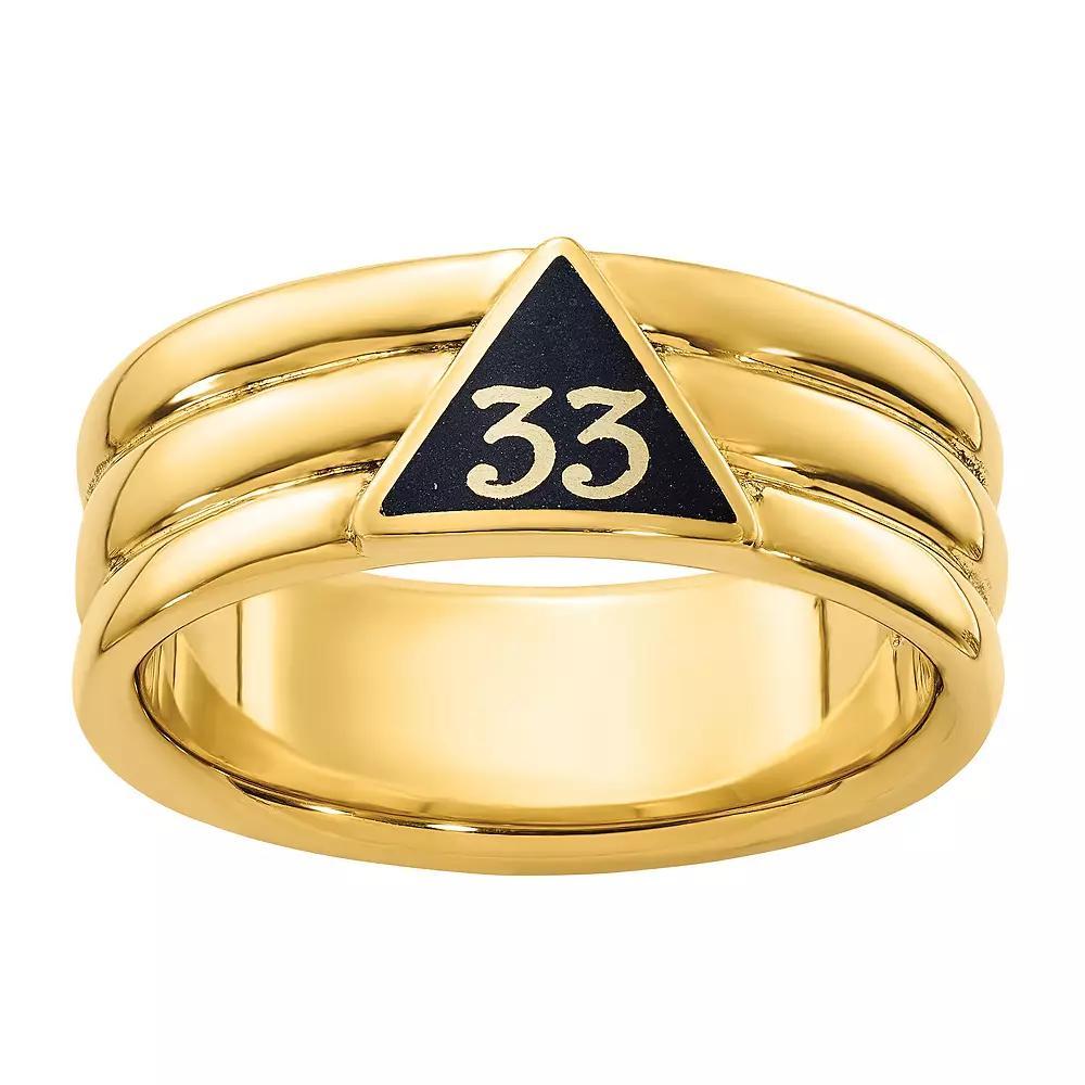 Masonic Collection Men's 10k Gold Black Enamel 33rd Degree Masonic Ring, Size: 12 Product Image