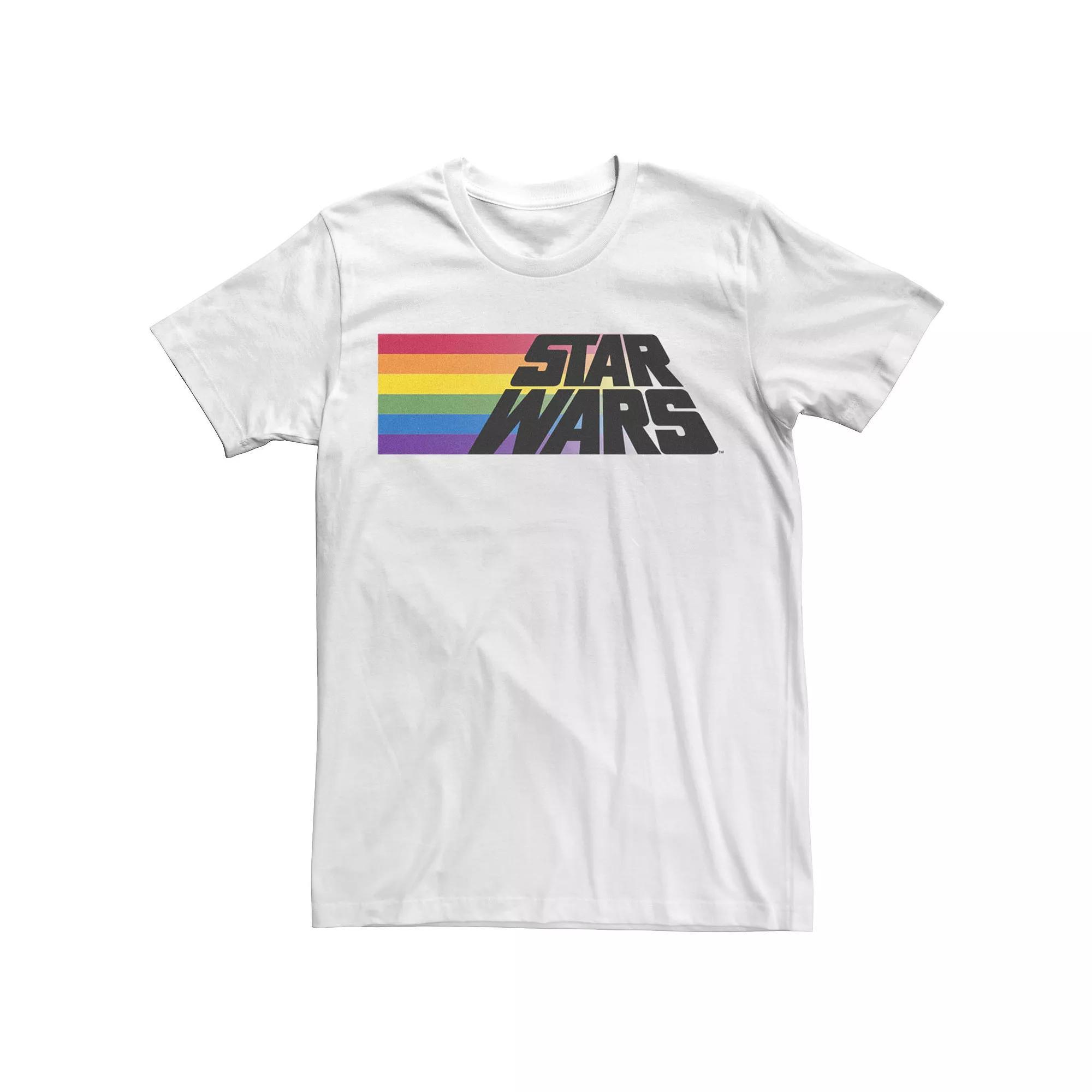 Men's Star Wars Rainbow Stripe Logo Tee, Size: Small, White Product Image