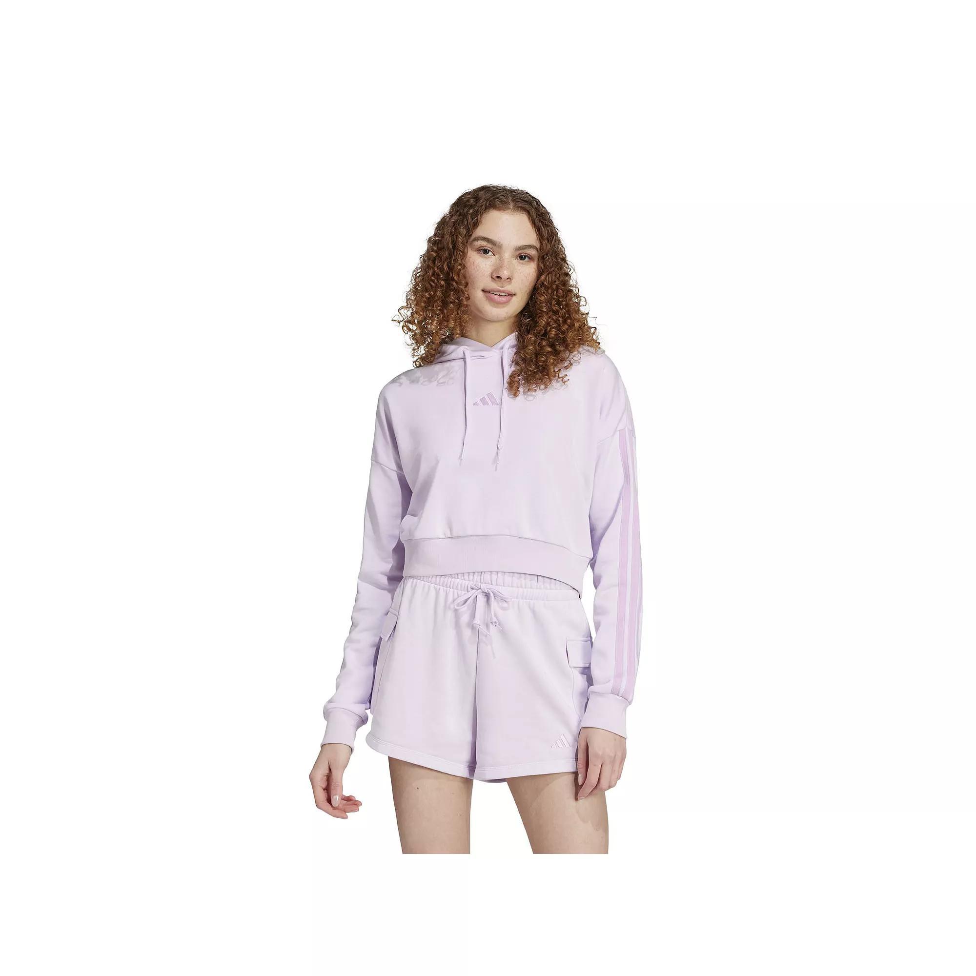 Womens adidas Essentials 3-Stripes French Terry Cropped Hoodie Product Image