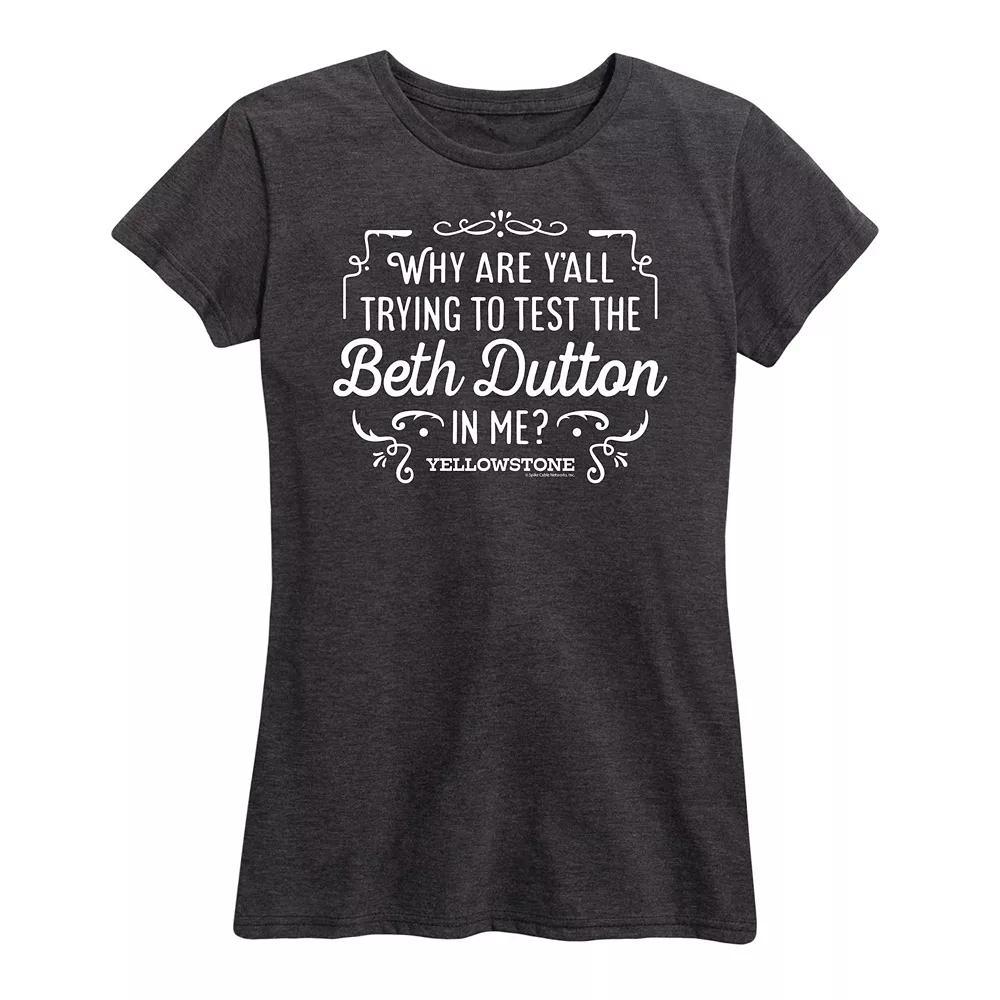 Womens Yellowstone Trying To Test Graphic Tee, Girls Grey Blue Product Image