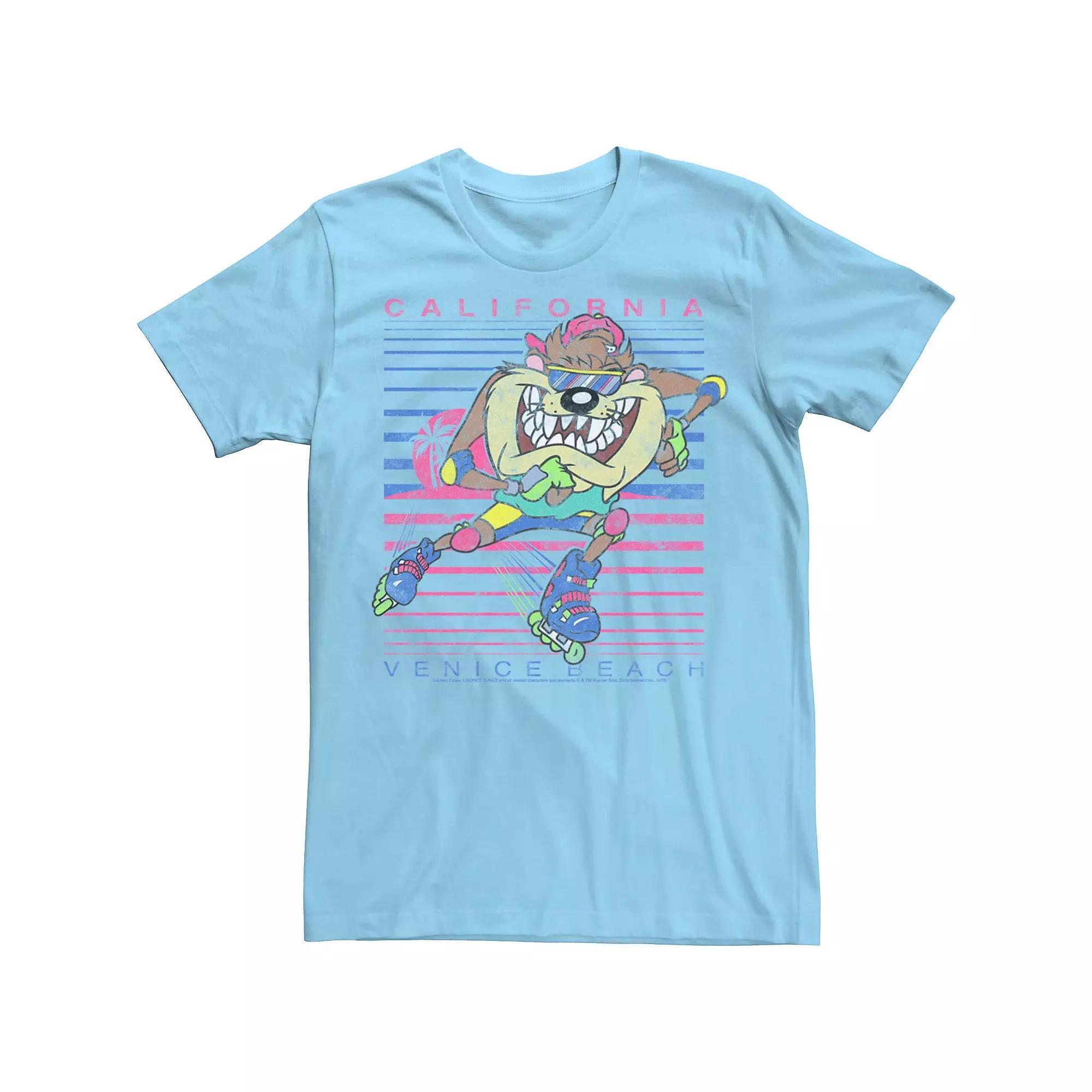 Men's Looney Tunes Taz Venice Beach California Portrait Tee, Size: Small, Light Blue Product Image
