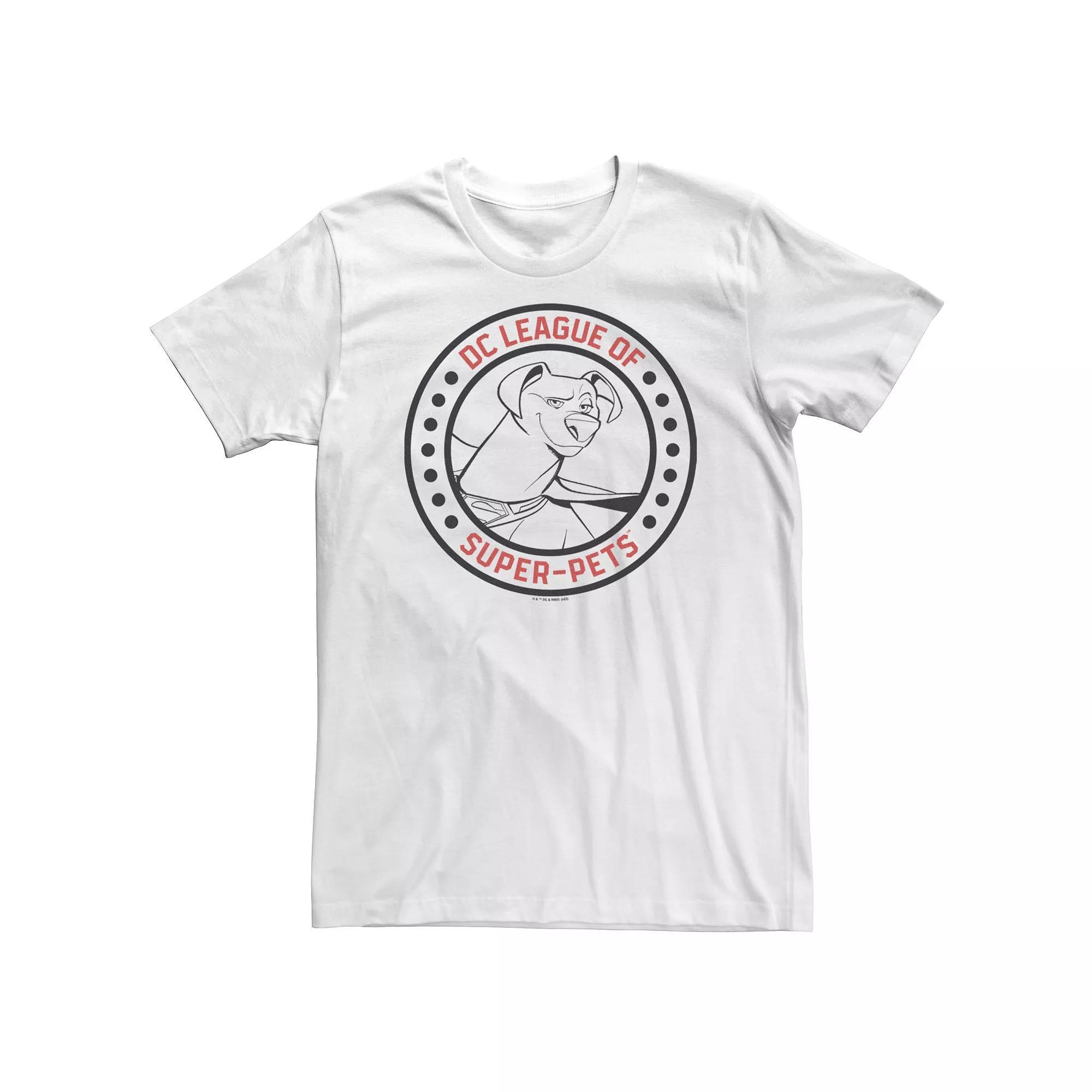 Men's DC Comics Super Pets League Of Super Pets Krypto Badge Tee, Size: 4XL Tall, White Product Image