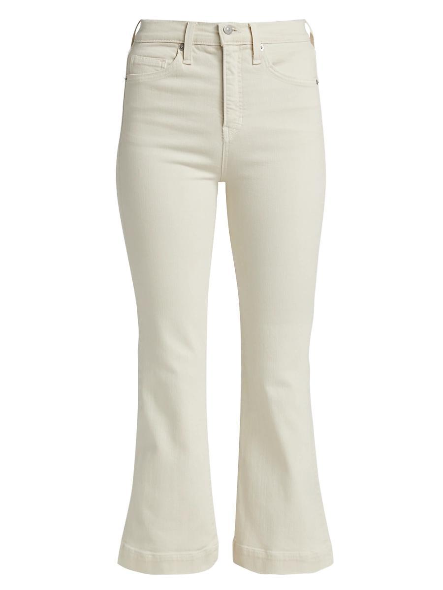 Veronica Beard Carson High Rise Ankle Flare Jeans in Ecru Product Image