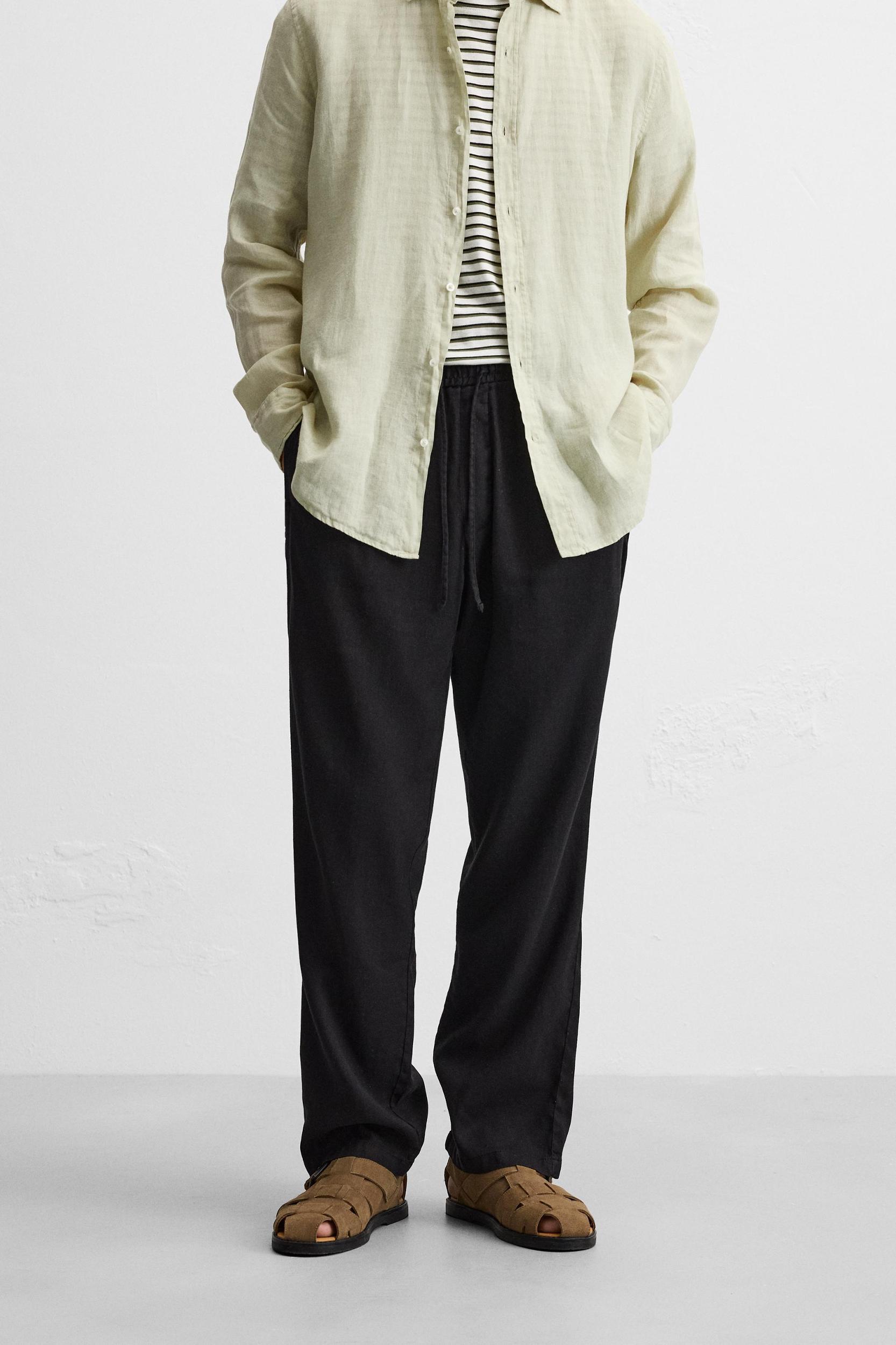 PLEATED COTTON - LINEN PANTS Product Image