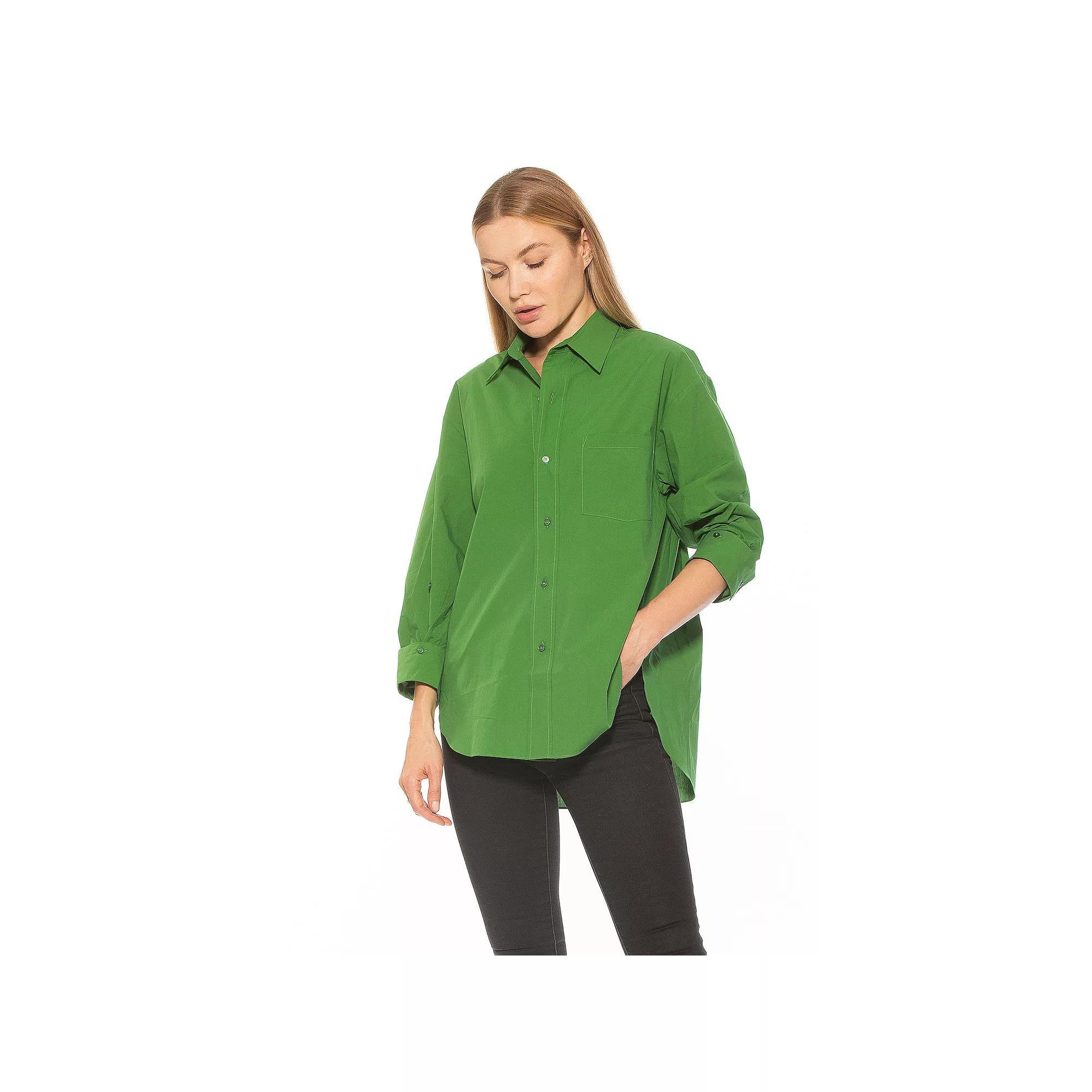 Women's ALEXIA ADMOR Amber Classic Boyfriend Fit Button Down Shirt, Size: XL, Blue Product Image