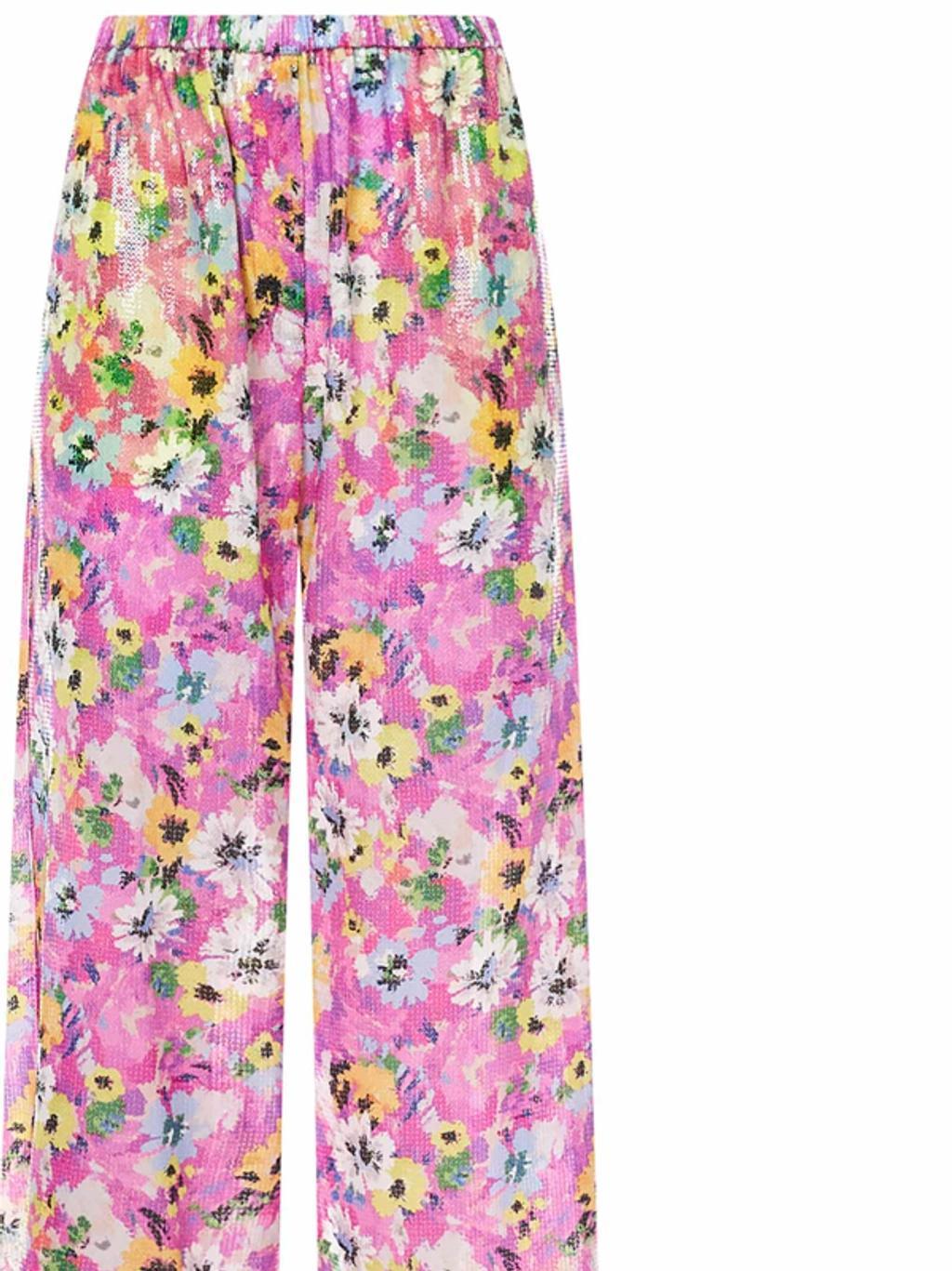 MSGM Floral-print Wide Trousers In Multicolor Product Image