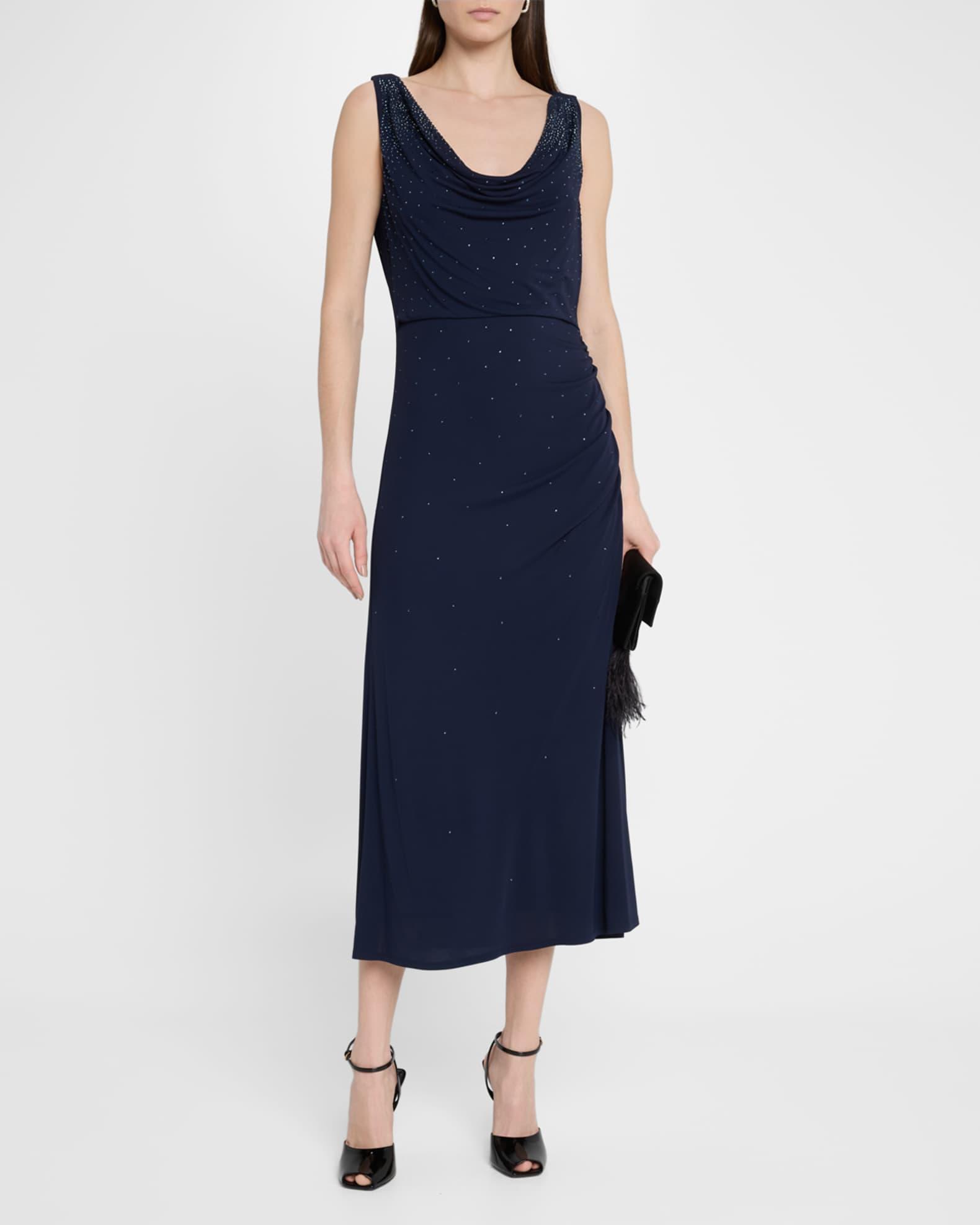 Mace Cowl-Neck Rhinestone Midi Dress Product Image