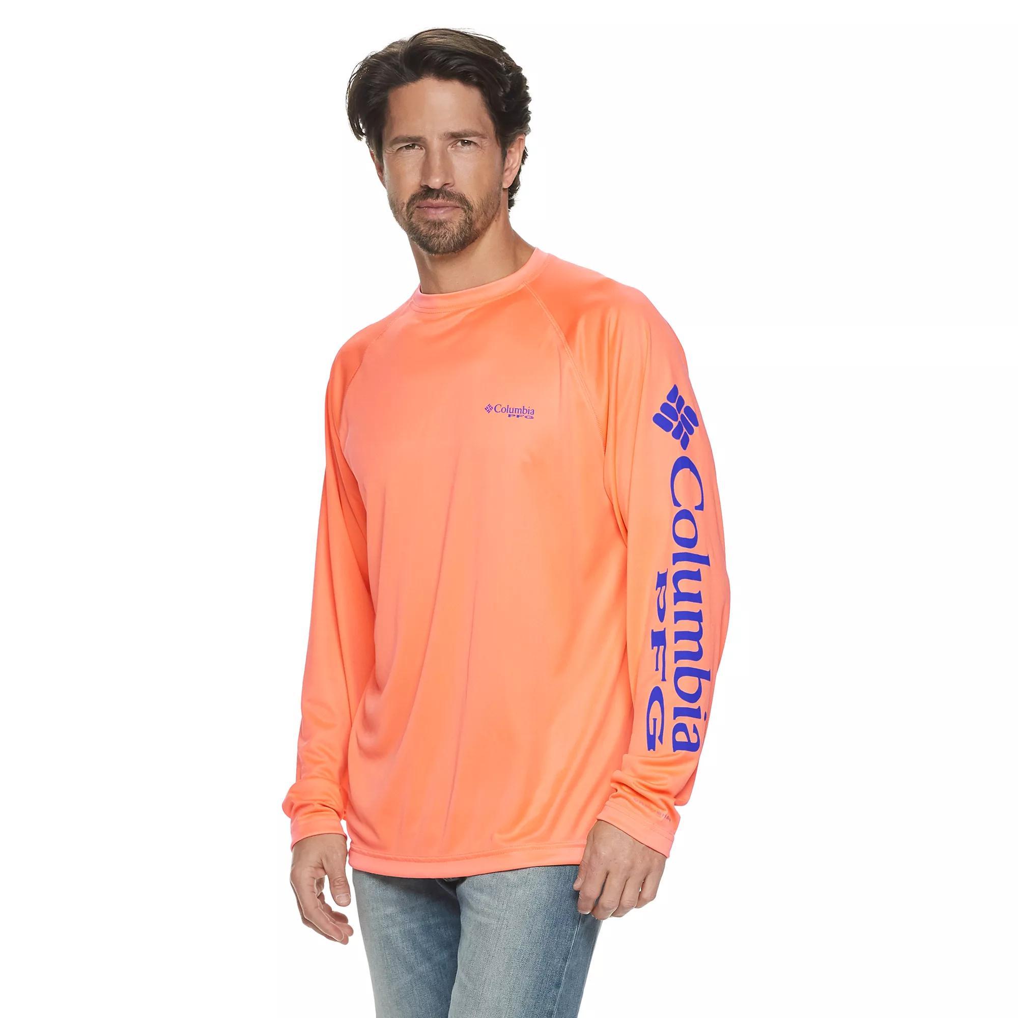 Men's Columbia PFG UPF 50 Terminal Tackle™ Long Sleeve Shirt, Size: Small, Bright Nectar Product Image