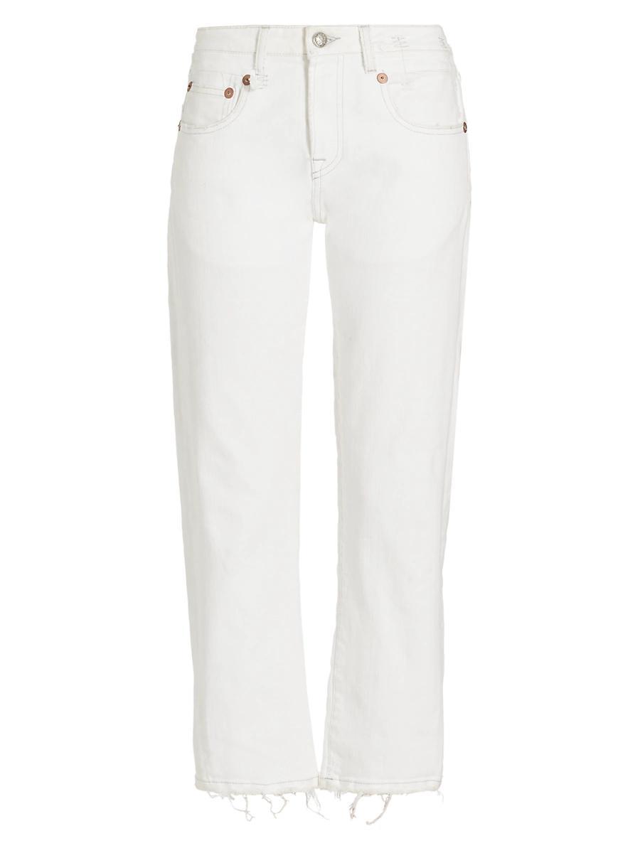 Boy Straight Cropped Frayed Hem Jeans Product Image