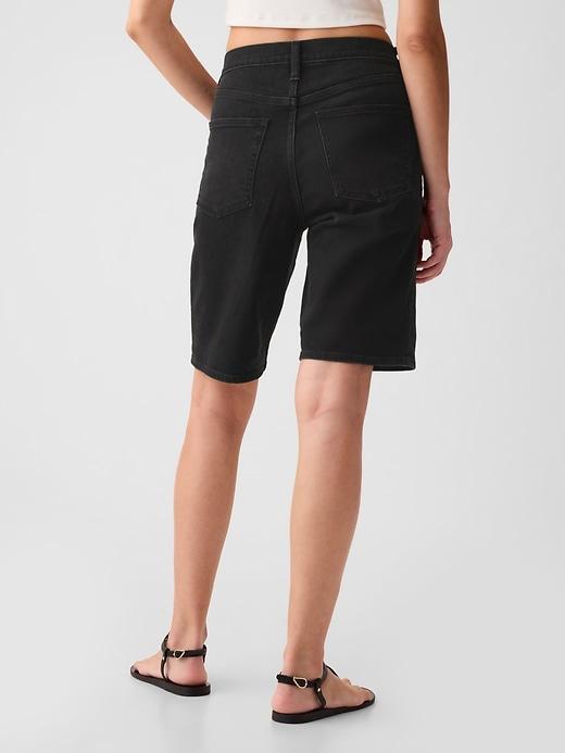 9" High Rise Denim Bermuda Shorts Product Image