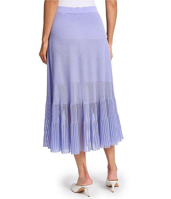 MISOOK Pleated Sheer Hem Tiered Knit Maxi Skirt Product Image