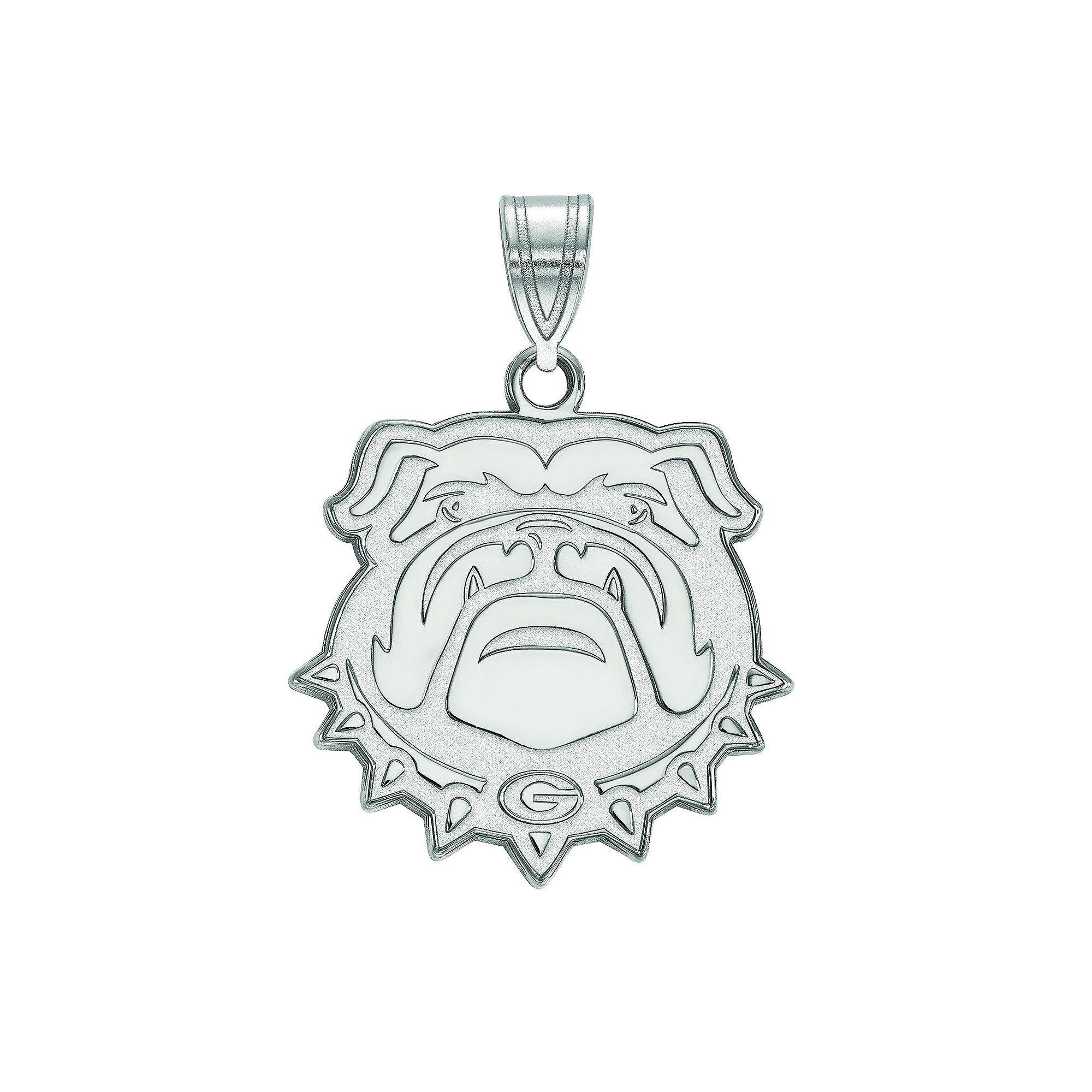 LogoArt Georgia Bulldogs Sterling Silver Rhodium Plated Large Pendant, Women's, Size: 26 mm Product Image