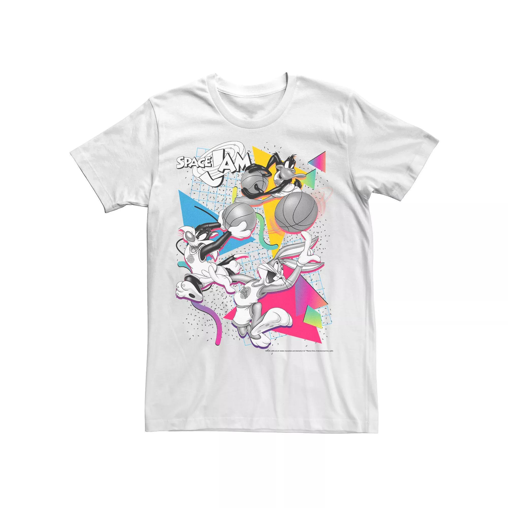 Men's Looney Tunes Space Jam Retro Style Group Shot Tee, Size: Large, White Product Image