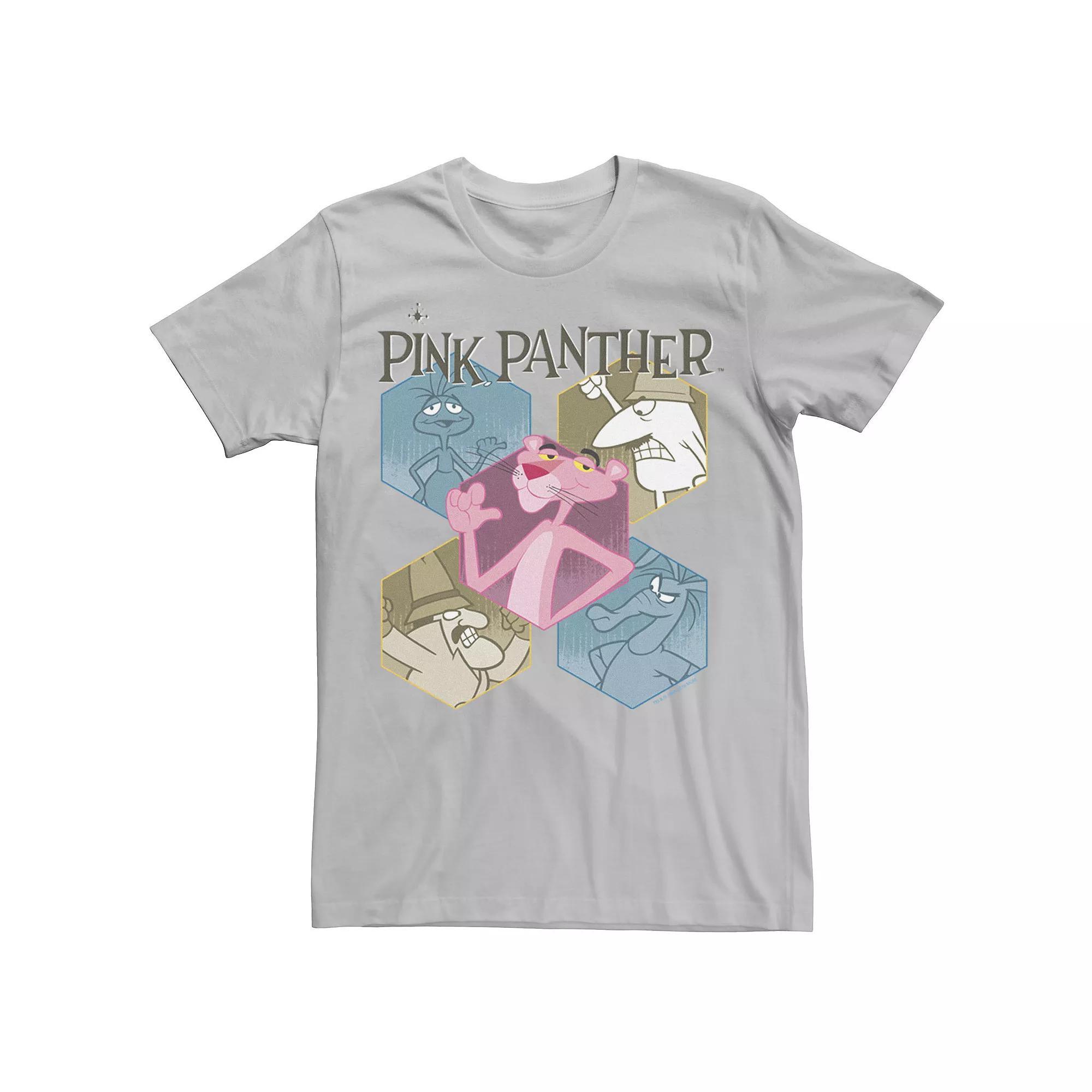 Men's Pink Panther Hexagonal Portraits Graphic Tee, Size: Small, Silver Product Image