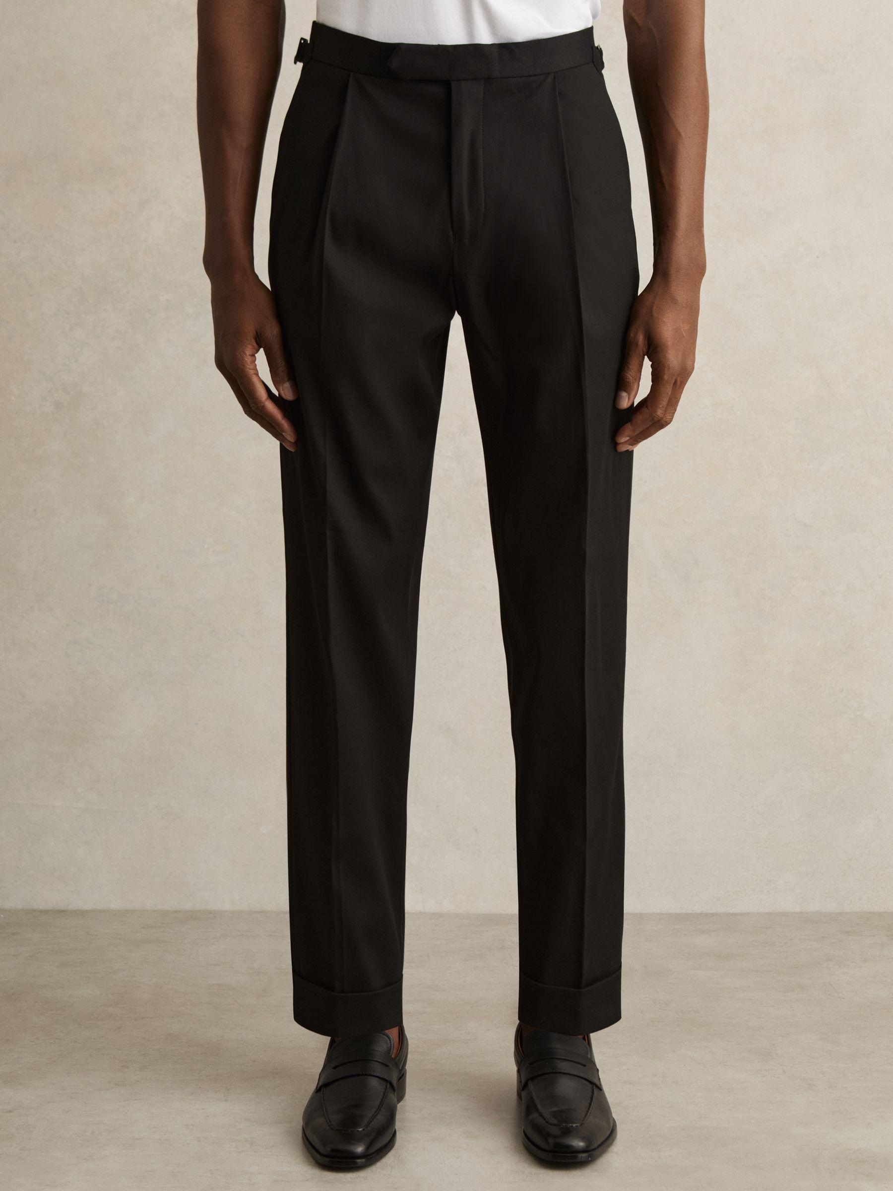 Cotton-Blend Tapered Trousers in Black Product Image