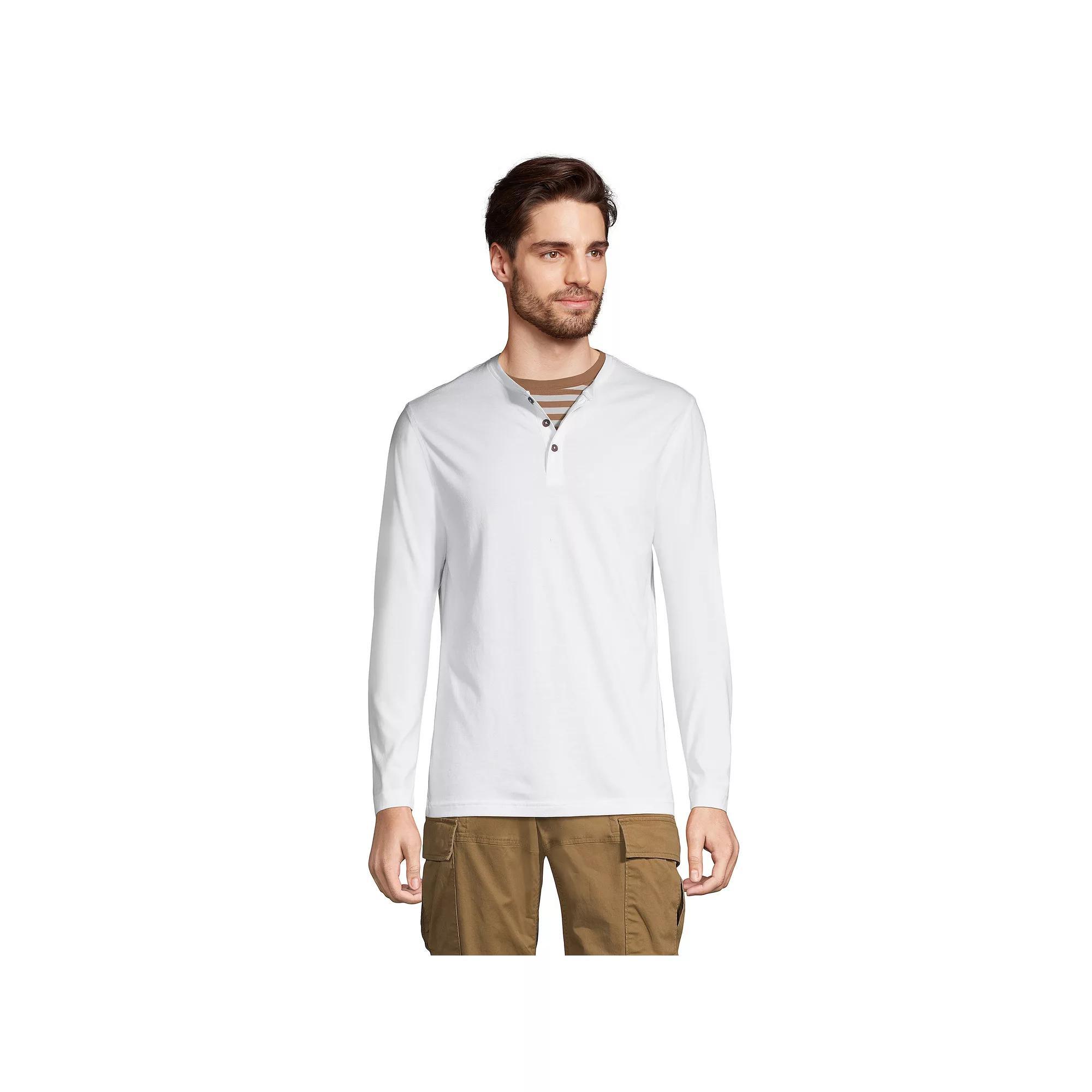 Big & Tall Lands' End Supima Jersey Henley, Men's, Size: 2XB, Light Gray Grey Product Image