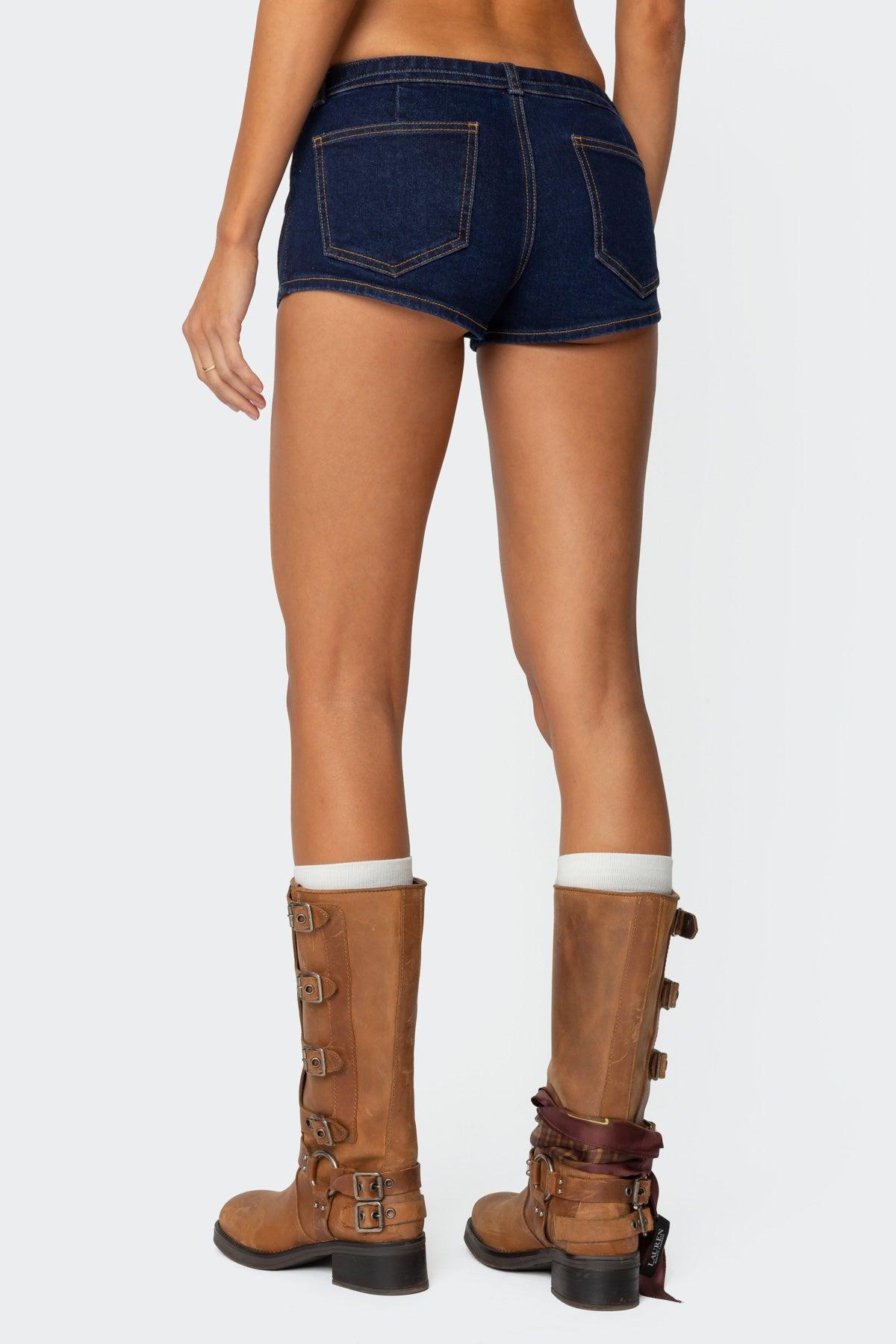 Ciel Low Rise Denim Micro Shorts Product Image