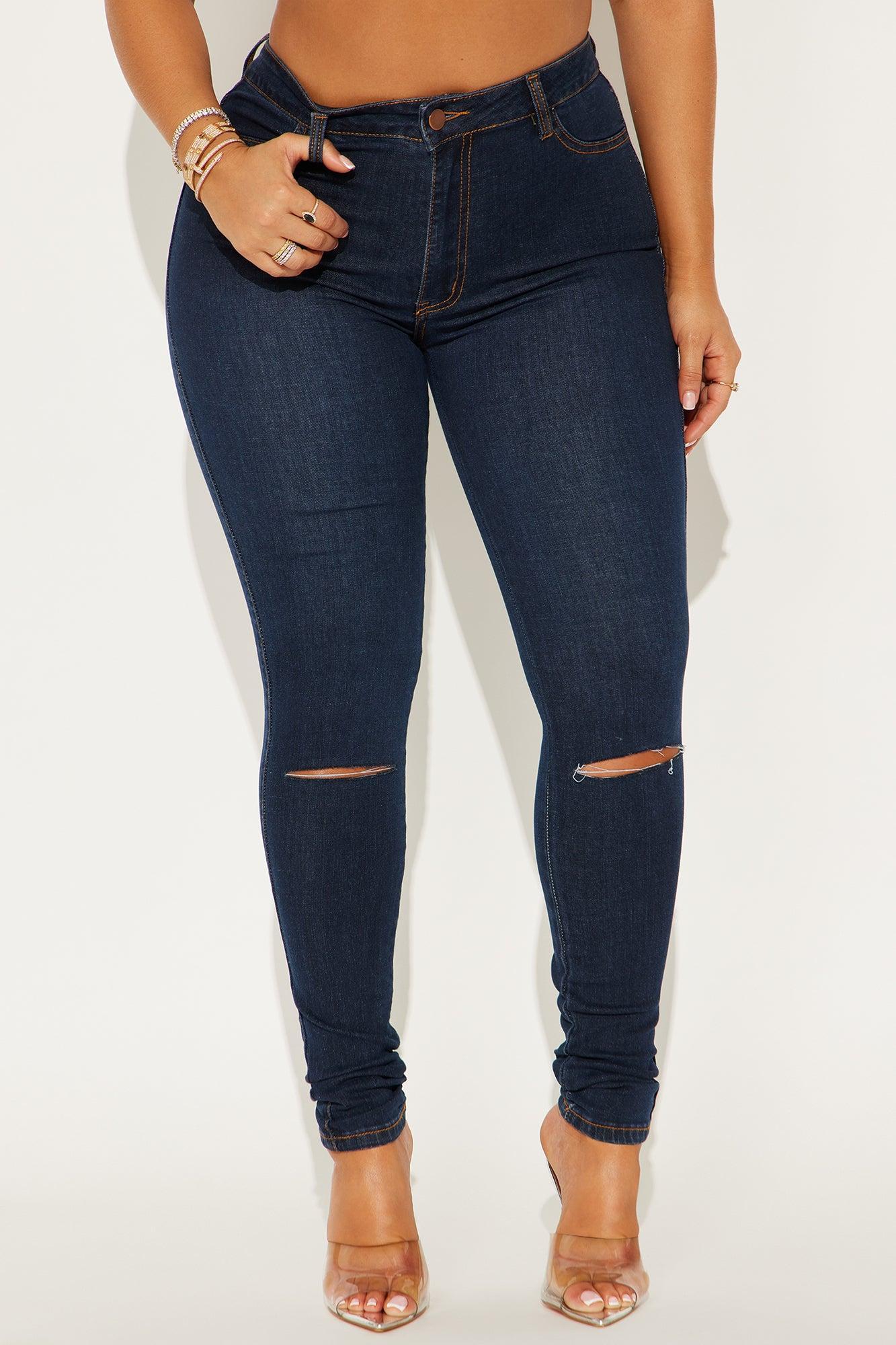 Fantasy Mid Rise Ripped Skinny Denim Jeans - Dark Denim Product Image