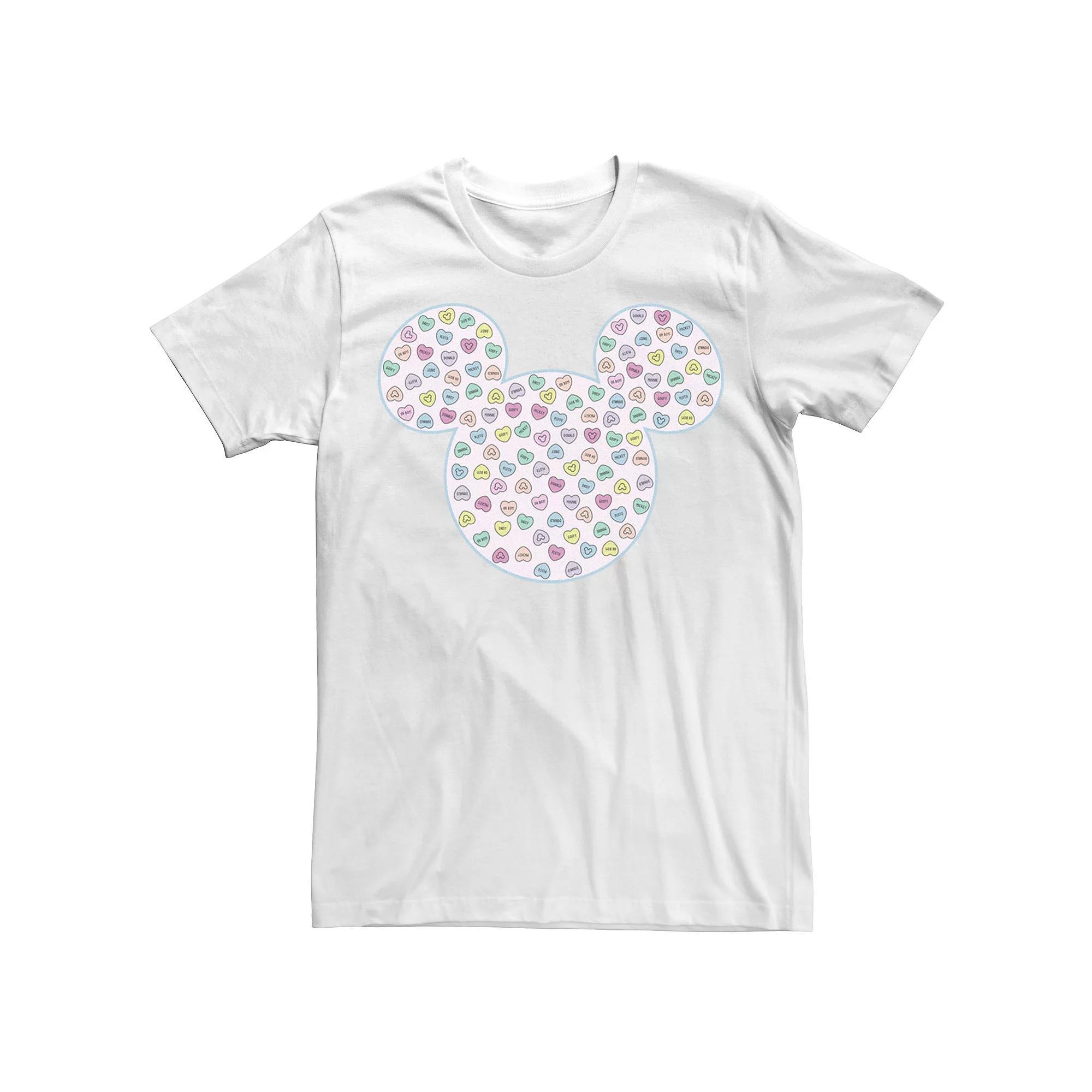Big & Tall Disney Mickey & Friends Candy Hearts Ear Fill Tee, Men's, Size: 3XL Tall, White Product Image