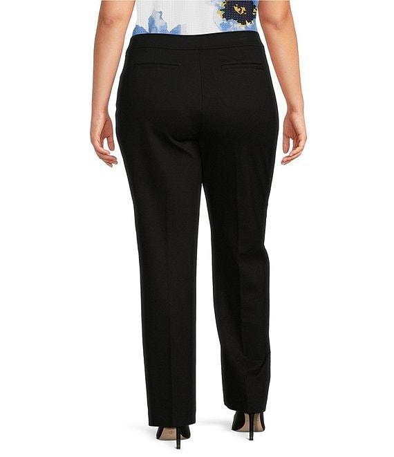 Anne Klein Plus Size Compression Stretch Knit Straight Wide-Leg Trouser Pants Product Image
