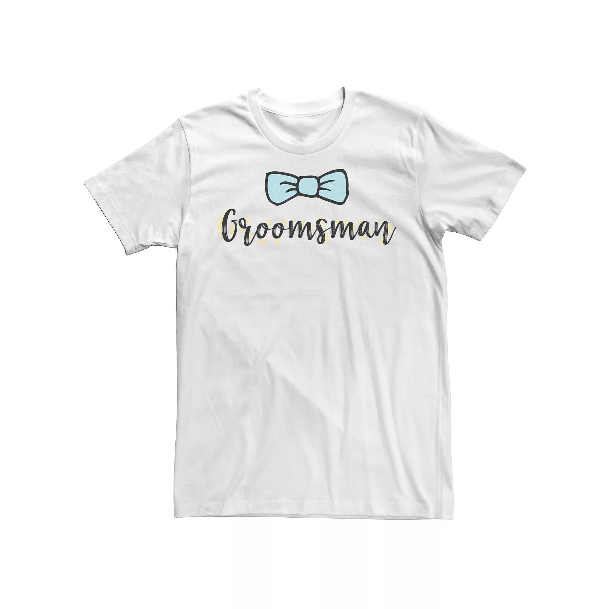 Men's Groomsman Bow Tie Tee, Size: Small, White Product Image