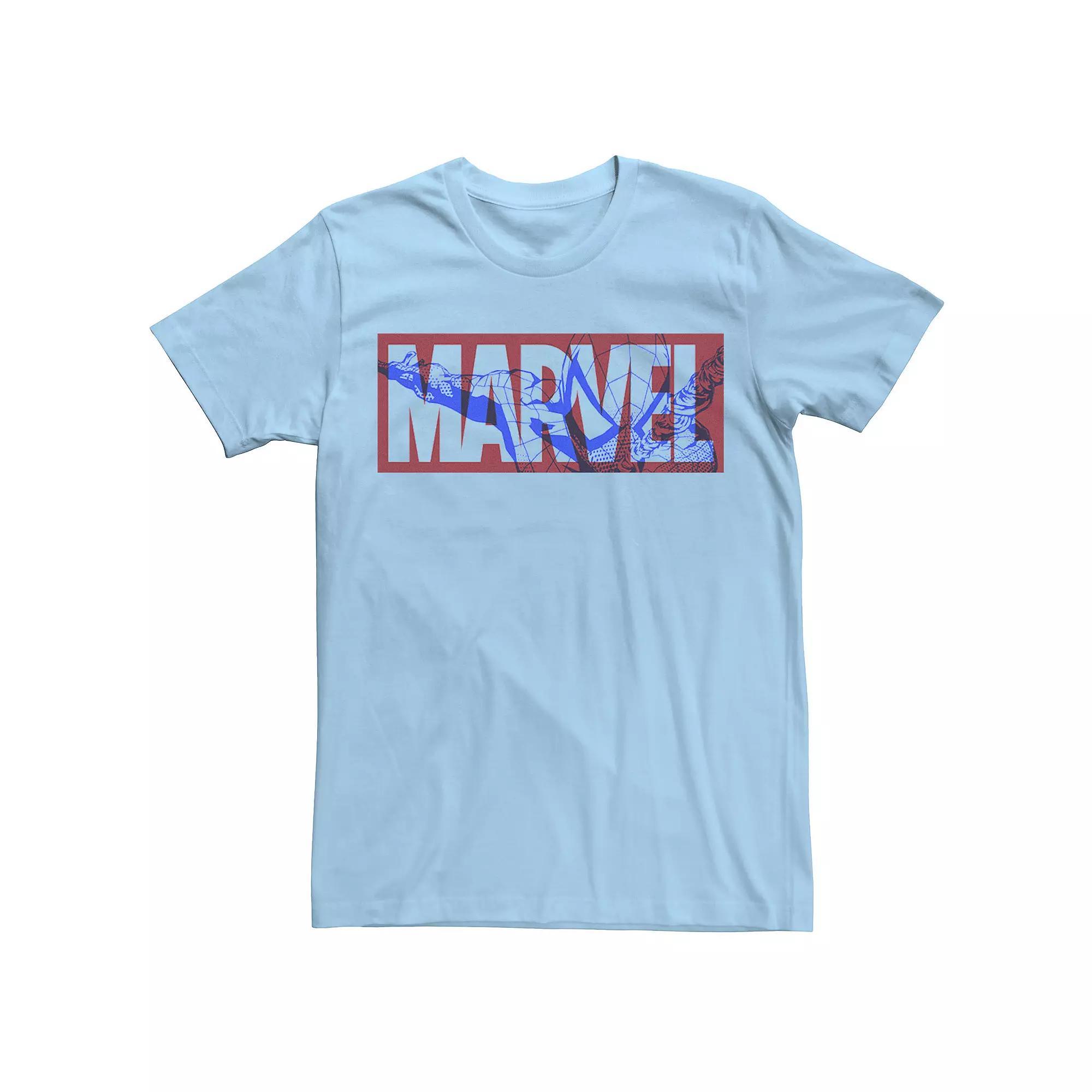 Men's Marvel Spider-Man Large Classic Movie Logo Graphic Tee, Size: 3XL, Light Blue Product Image