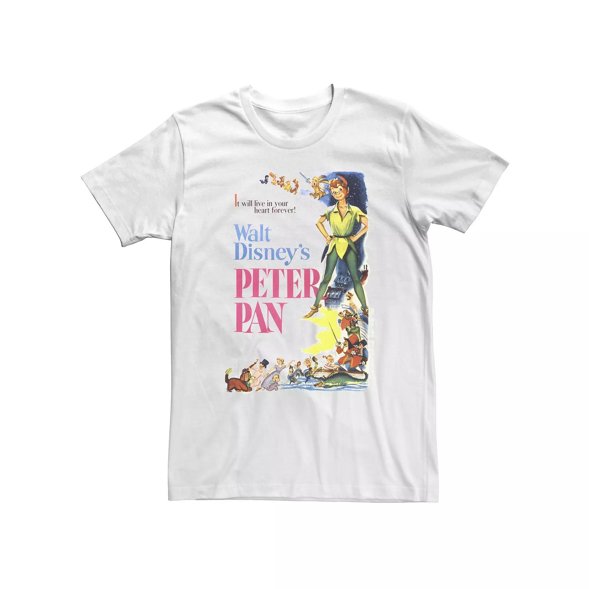 Big & Tall Disney Peter Pan Vintage Cartoon Poster Tee, Men's, Size: 4XL Tall, White Product Image