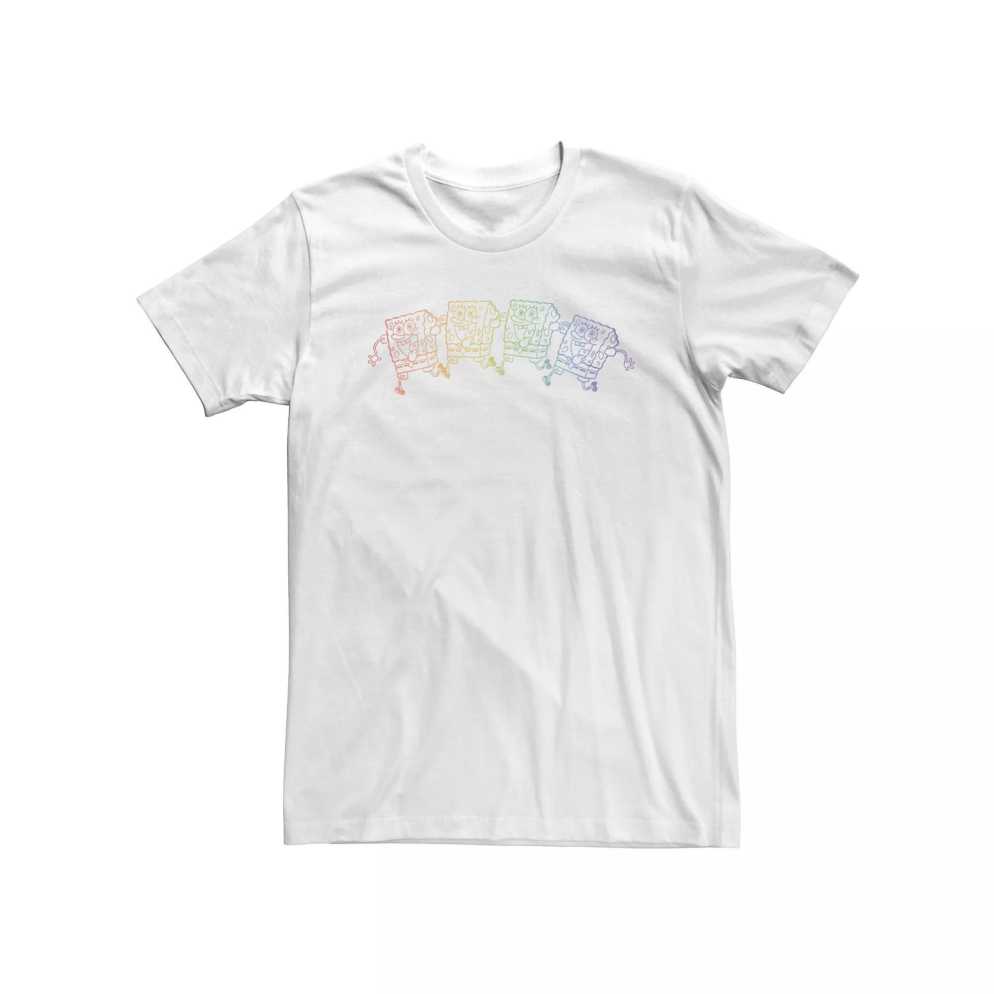 Big & Tall SpongeBob SquarePants Pride Rainbow Outline Tee, Men's, Size: 4XL Tall, White Product Image