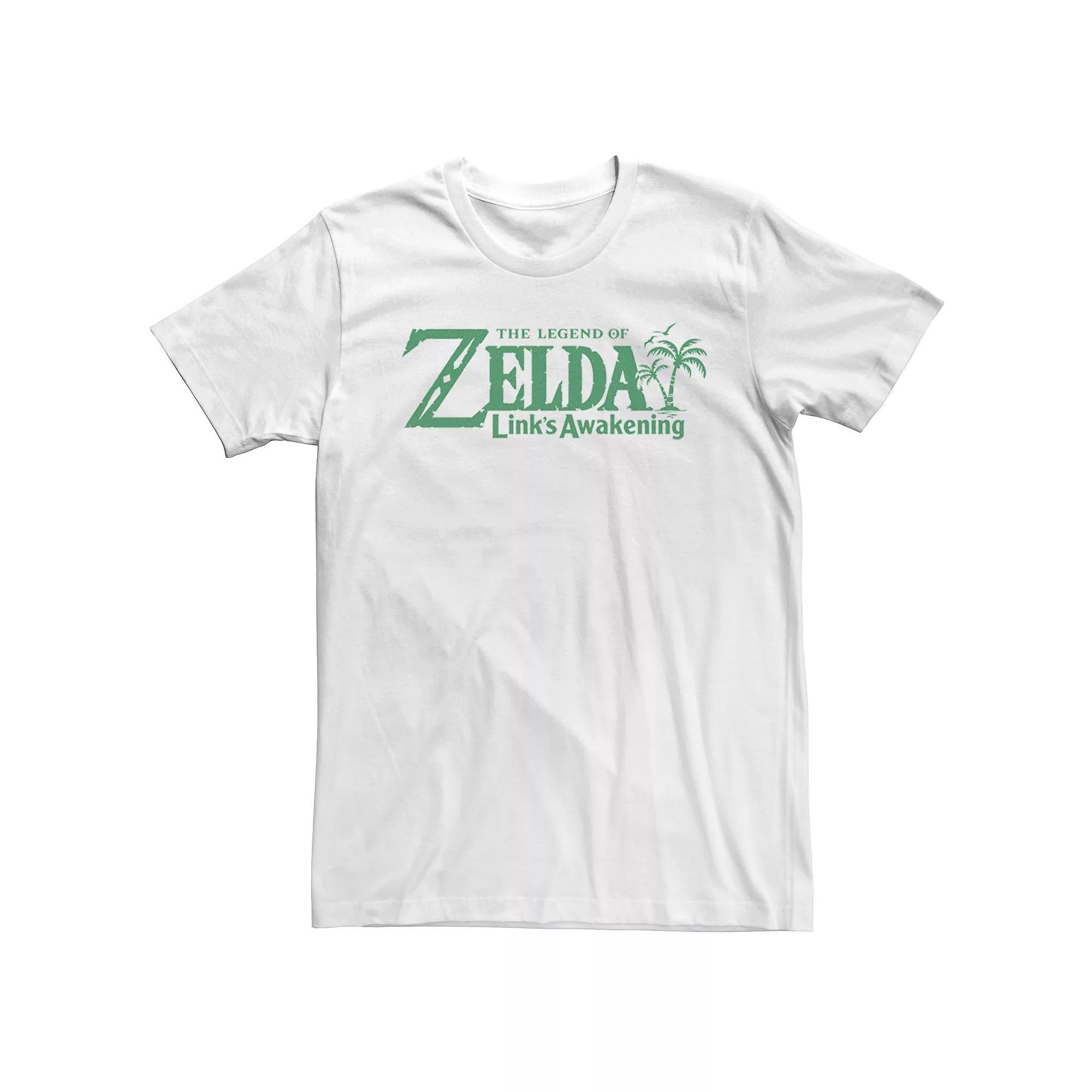 Mens Nintendo Links Awakening Palm Trees Green Text Short Sleeve Tee Product Image