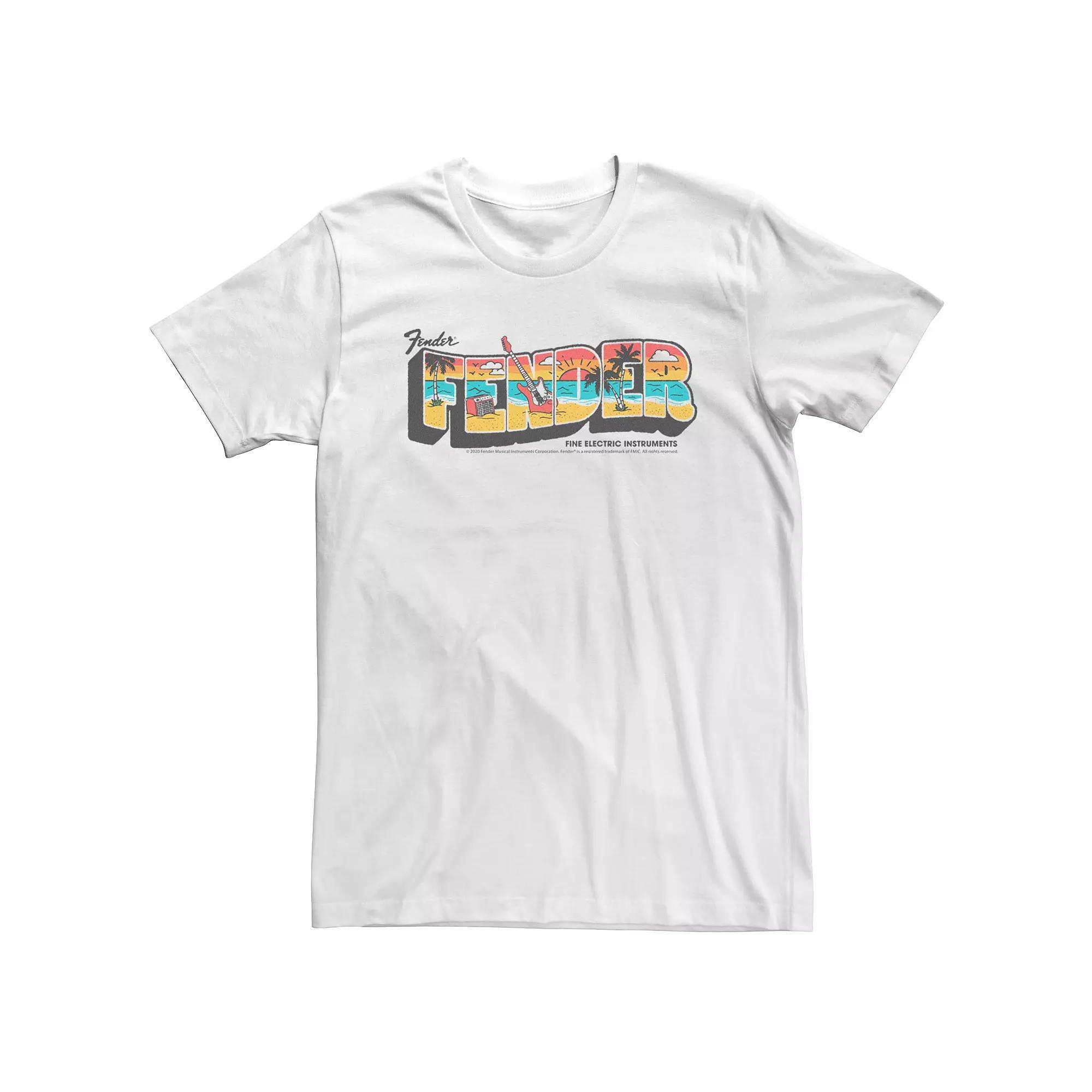Big & Tall Fender Postcard Style Text Fill Tee, Men's, Size: 4XL, White Product Image