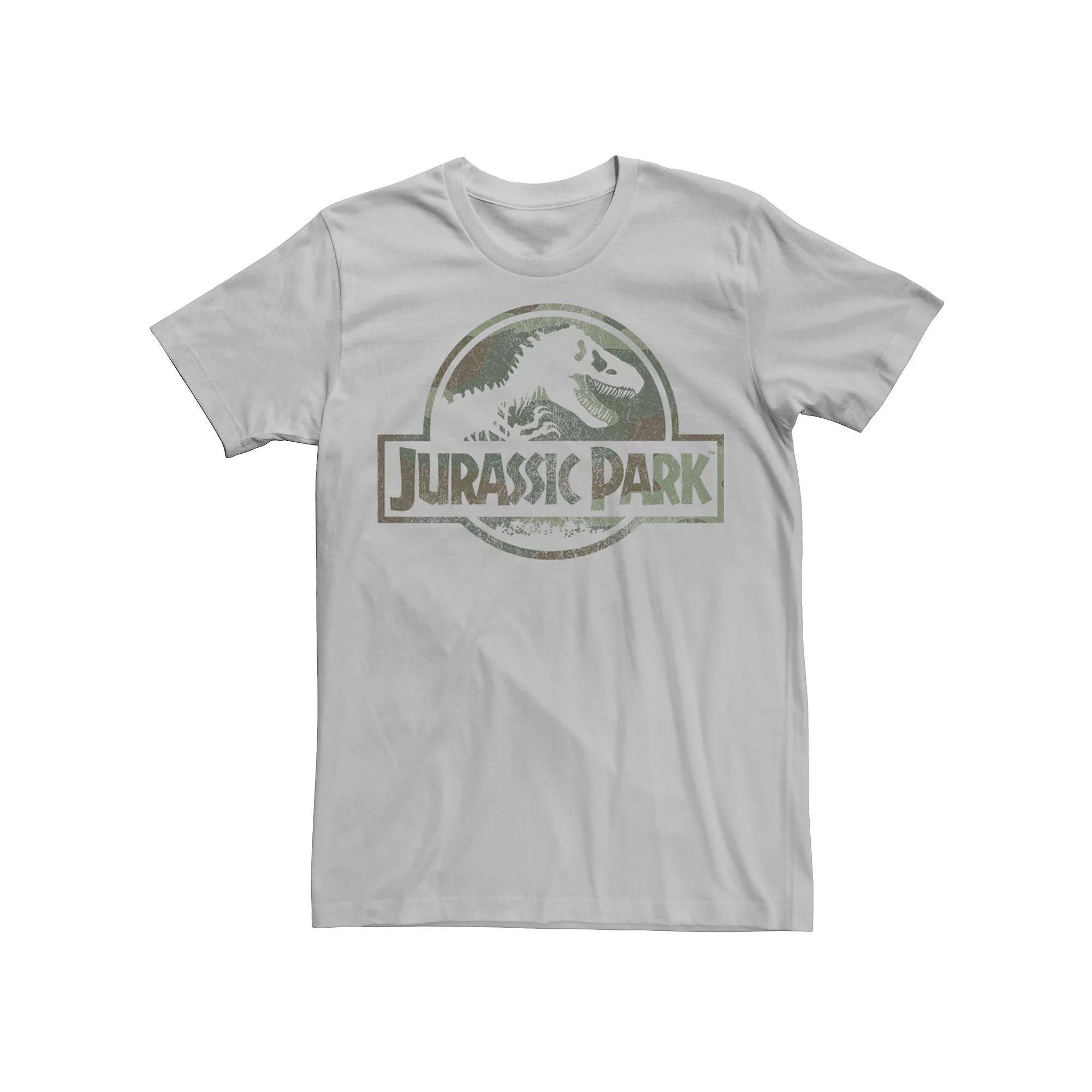 Mens Jurassic Park Camo Fossil Logo Tee, Men's, Size: Small, Athletic Grey Product Image