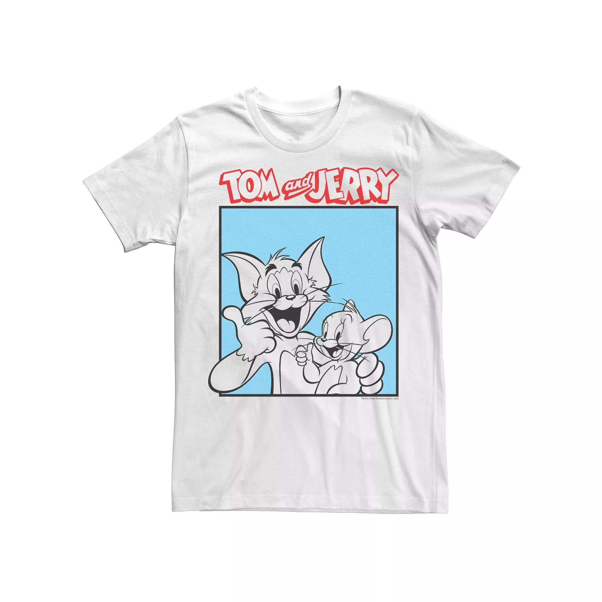 Men's Tom And Jerry Black And White Portrait Logo Tee, Size: Large Product Image