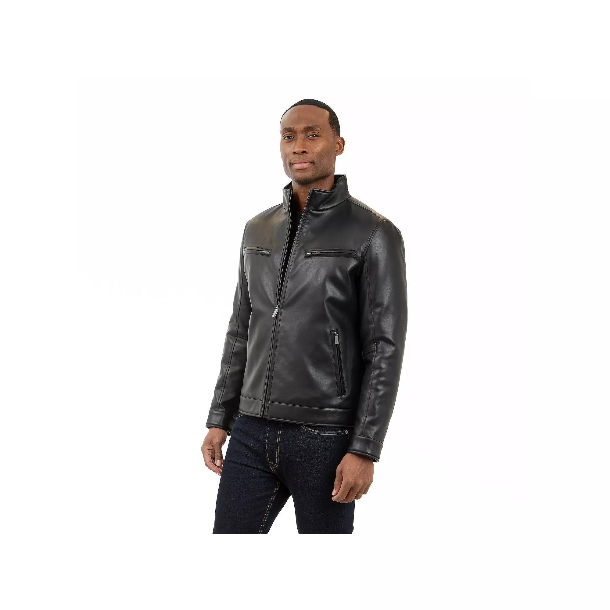 Men's London Fog Moto Faux Leather Jacket, Size: Medium, Black Product Image