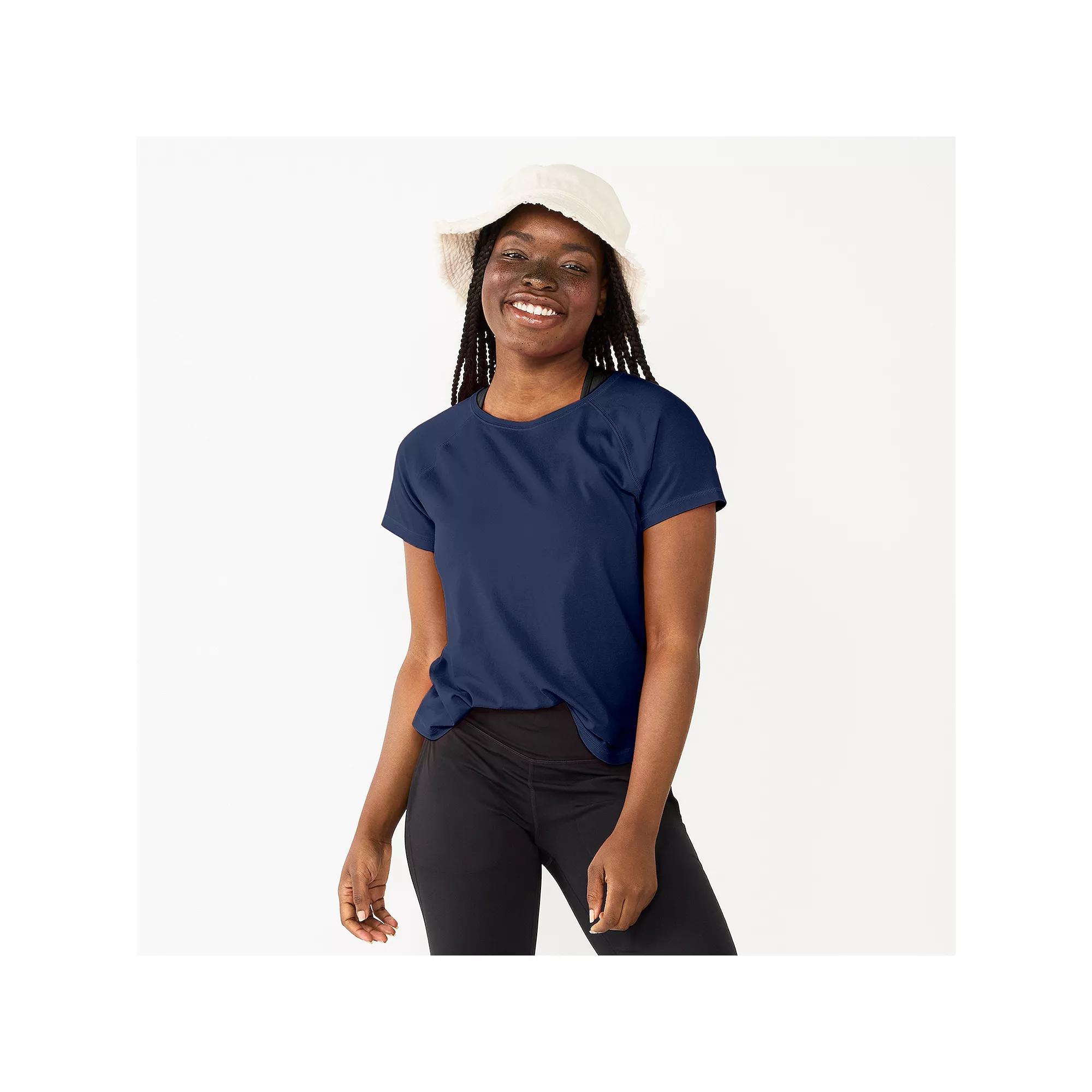 Petite Tek Gear® Core Raglan Tee, Women's, Size: Small Petite, Blue Romance Product Image