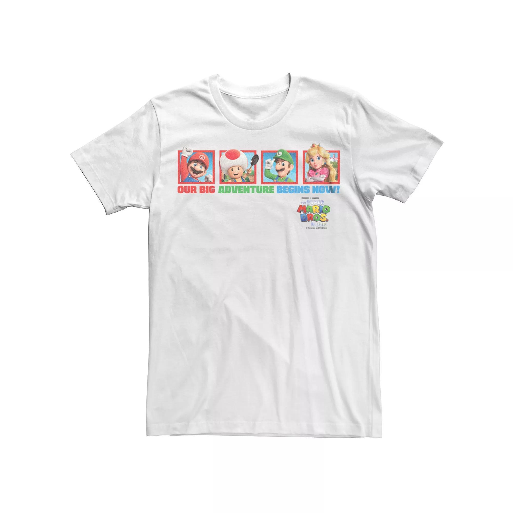 Big & Tall The Super Mario Bros. Movie Our Big Adventure Begins Now Boxes Graphic Tee, Men's, Size: 4XL, White Product Image