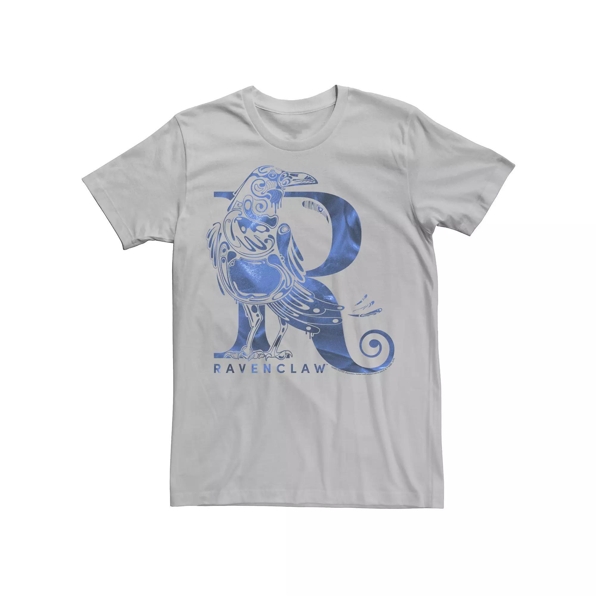 Men's Deathly Hallows 2 Ravenclaw Blue Swirl Logo Tee, Size: Small, Silver Product Image