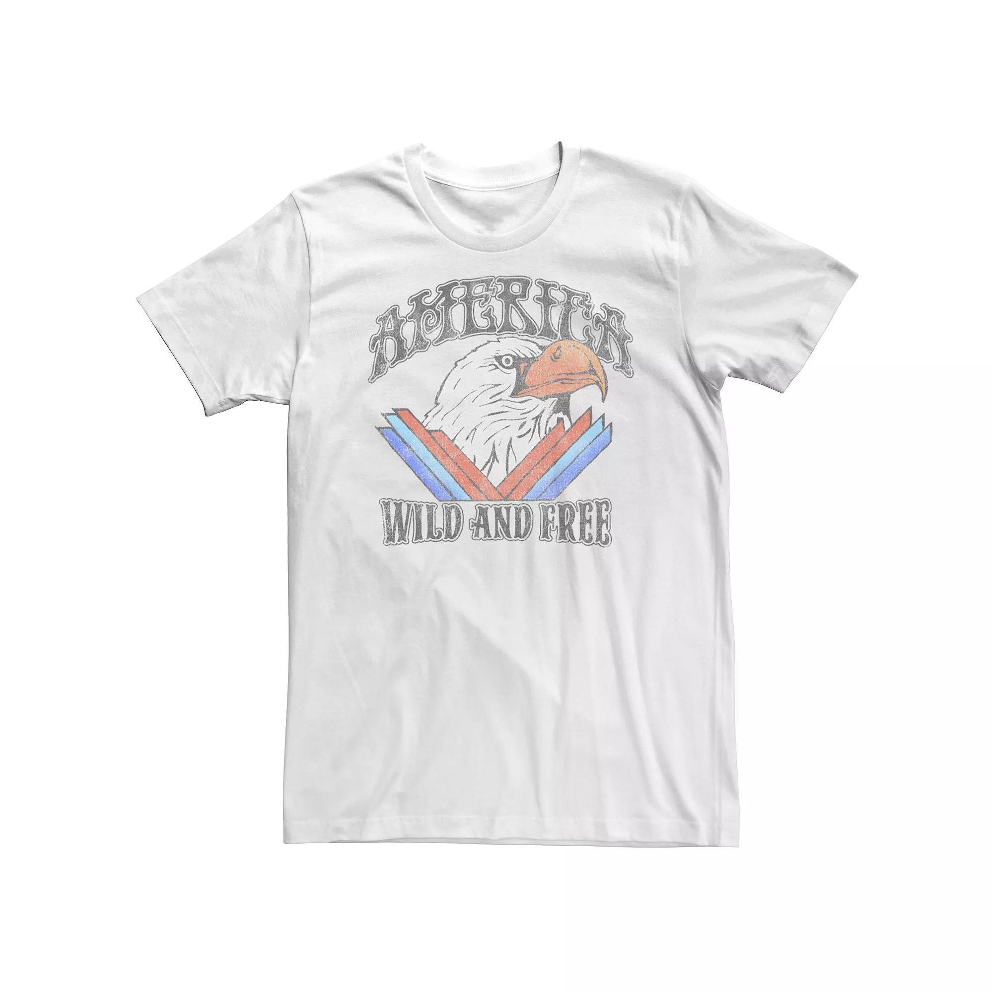 Big & Tall Americana Wild and Free Bald Eagle America Tee, Men's, Size: XL Tall, White Product Image