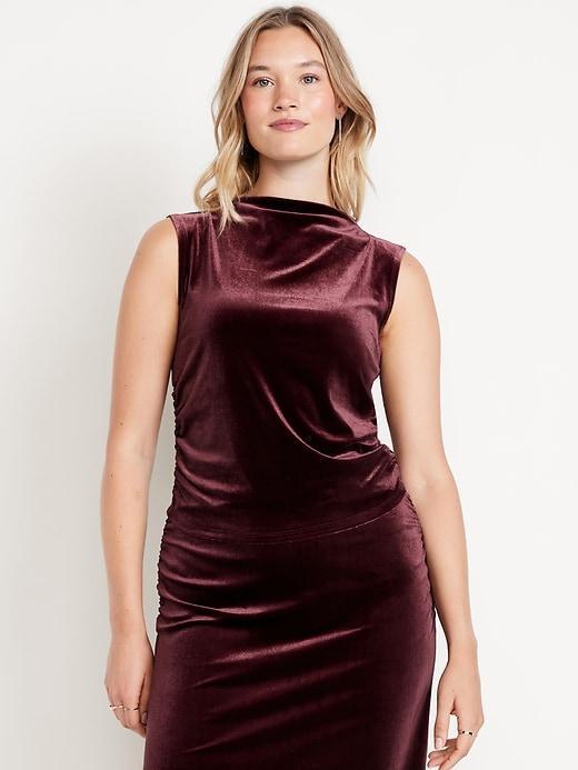 Mock-Neck Velvet Top Product Image