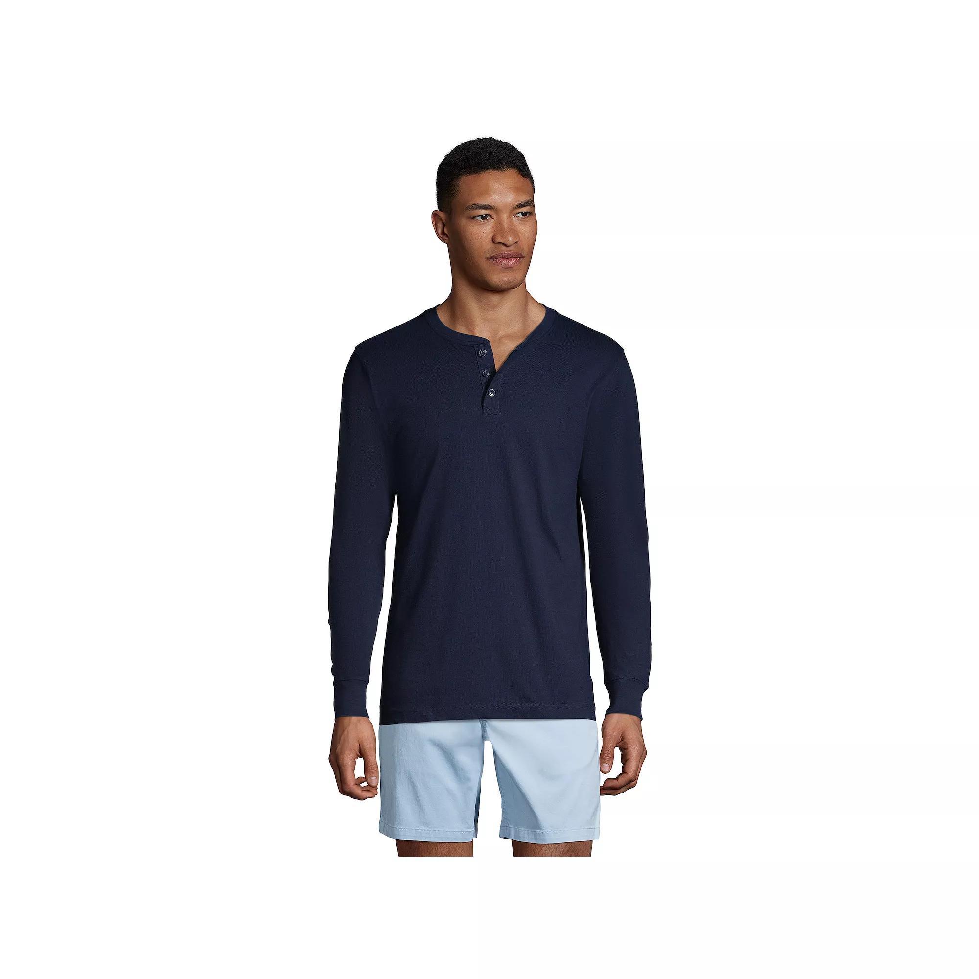 Big & Tall Lands' End Super-T Henley, Men's, Size: XXL Tall, Radiant Blue Product Image