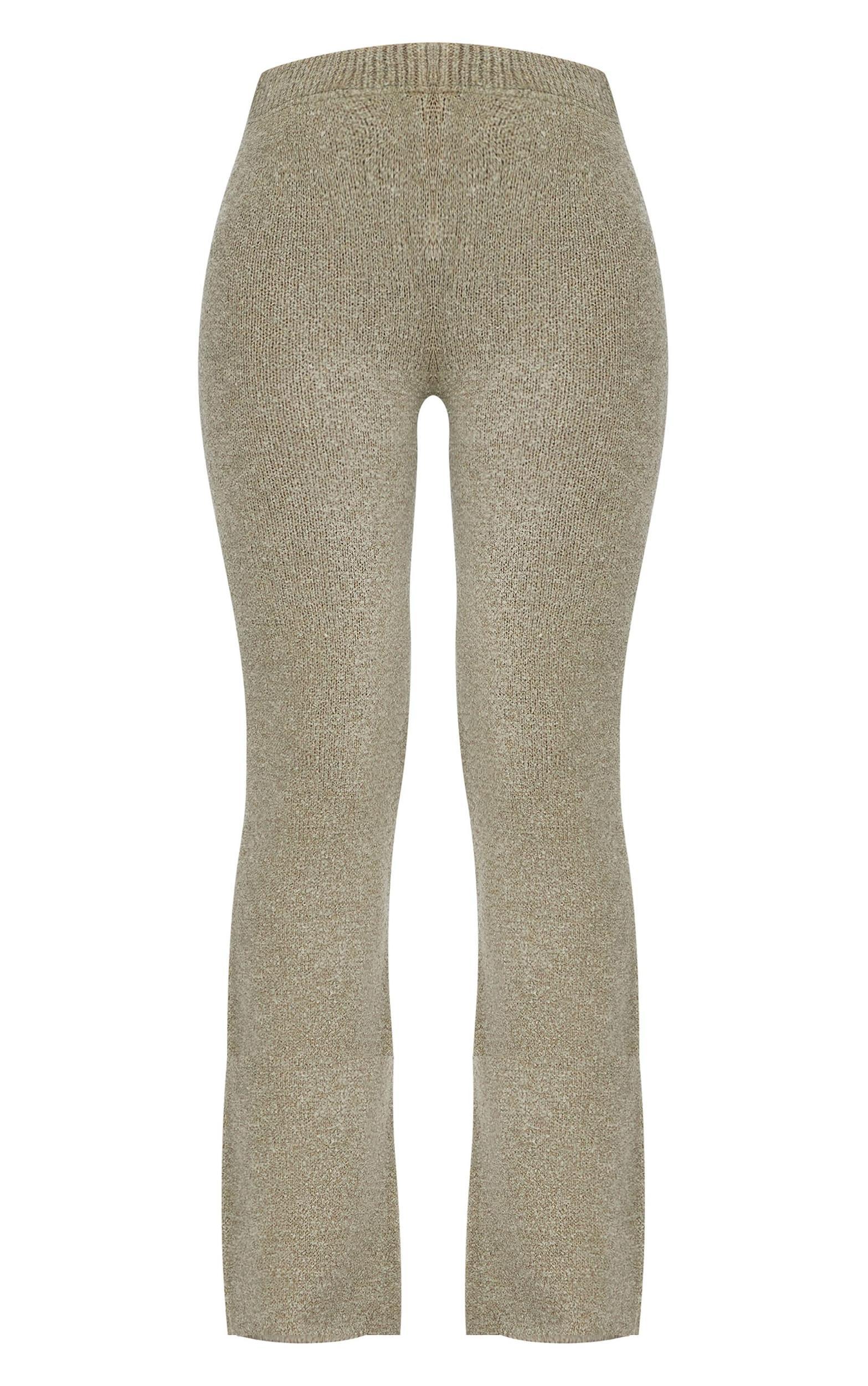 Olive Soft Bobble Knit Wide Leg Pants Product Image