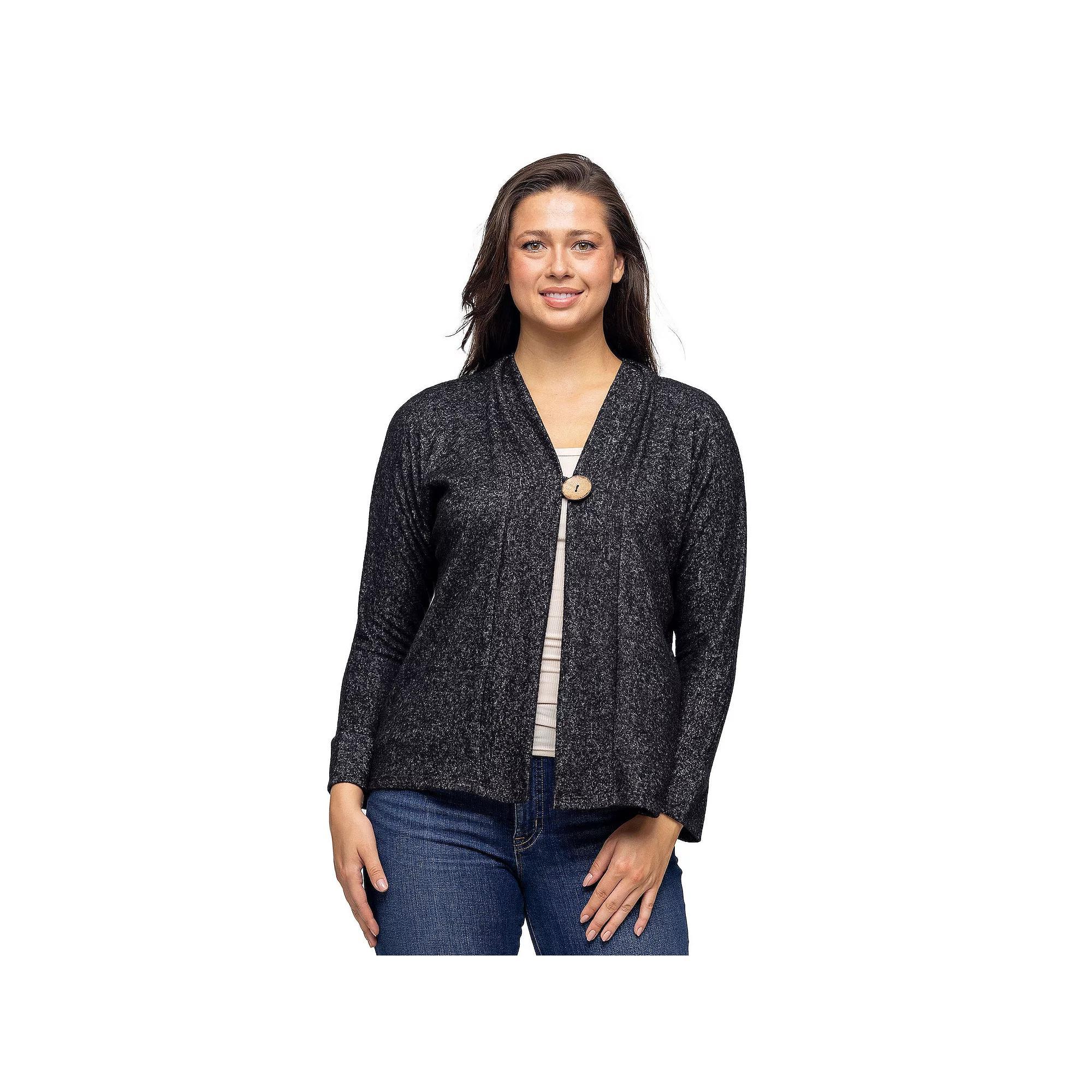 Women's 24Seven Comfort Apparel Single Button Cardigan, Size: XL, Hunter Product Image