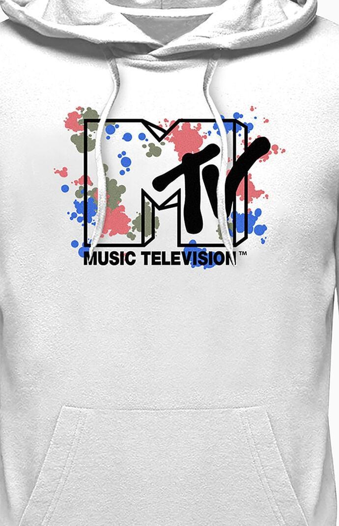 Men's MTV Logo Minimalist Paint Splat Hoodie, Size: Small, White Product Image