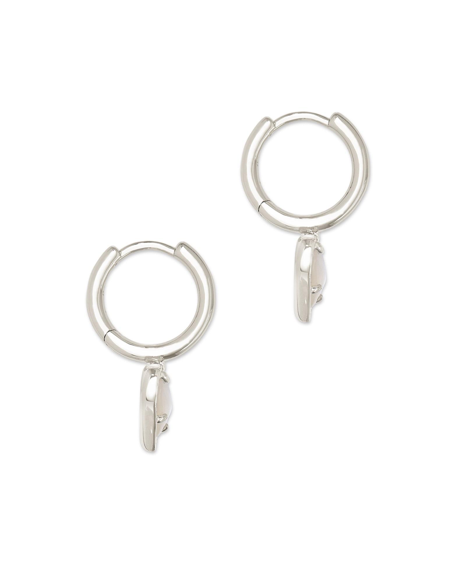 Ari Heart Gold Huggie Earrings Neon Pink Magnesite Product Image