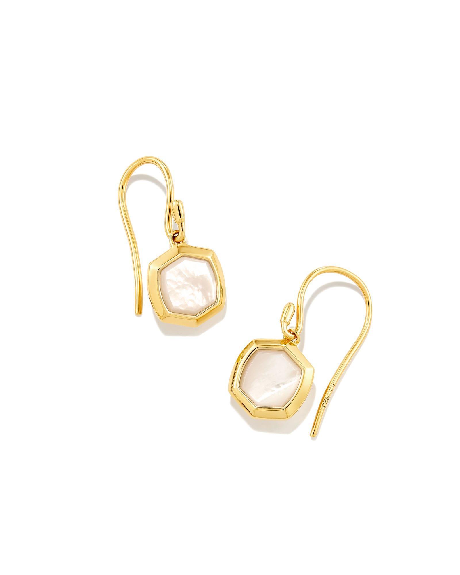 Davis Sterling Silver Small Drop Earrings in Ivory Mother-Of-Pearl Product Image