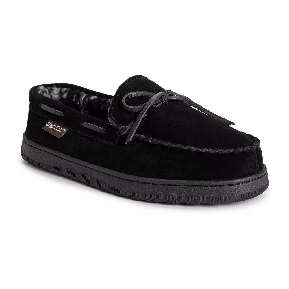 MUK LUKS Paul Men's Printed Berber Suede Moccasin Slippers, Size: 11, Black Product Image