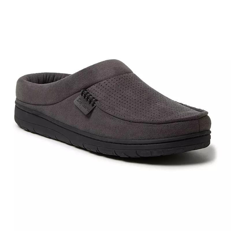 Men's Dearfoams Brendan Perforated Microsuede Clog Slipper, Size: Medium, Black Product Image