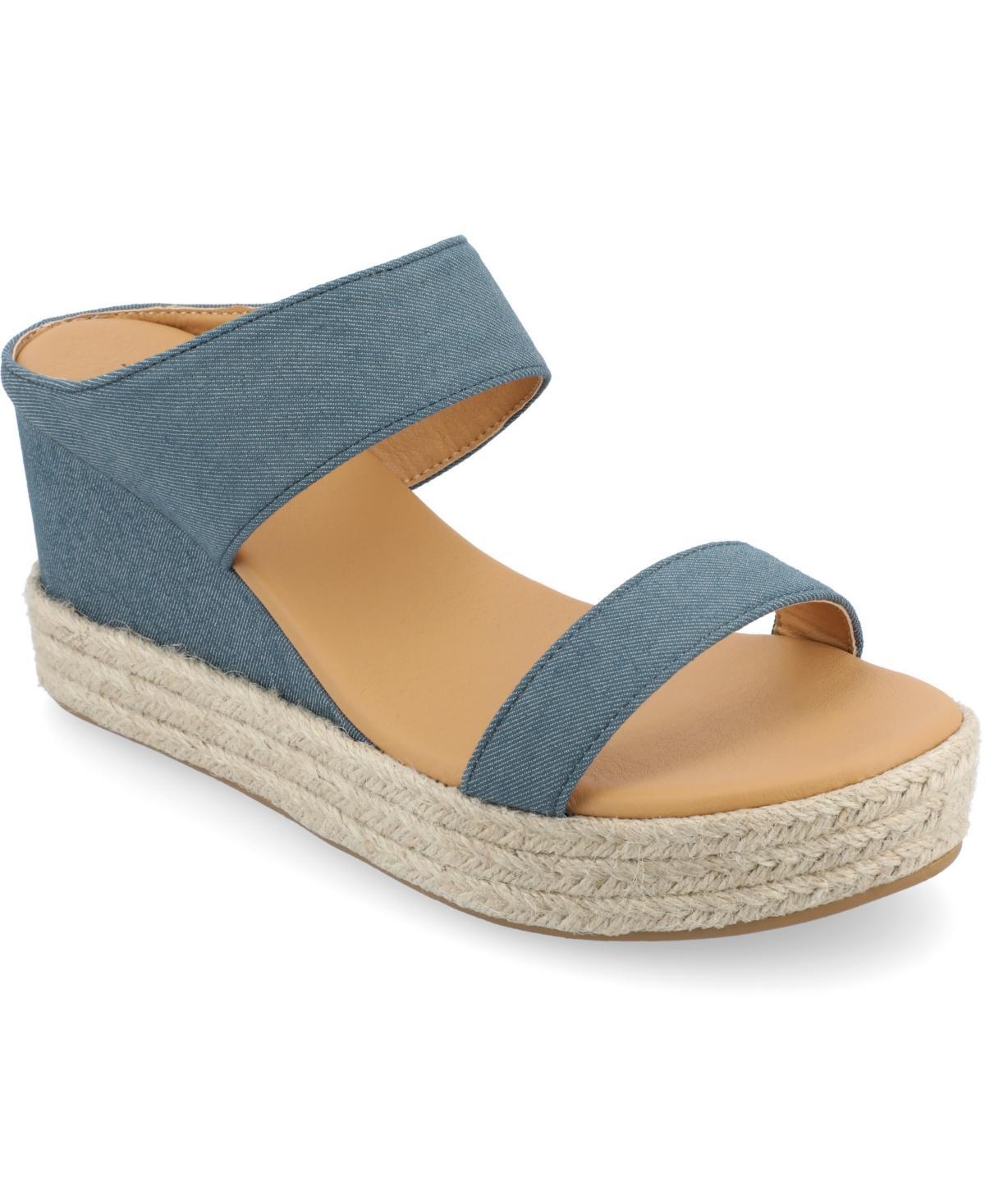 Journee Alissa Womens Wedge Sandals Blue Product Image