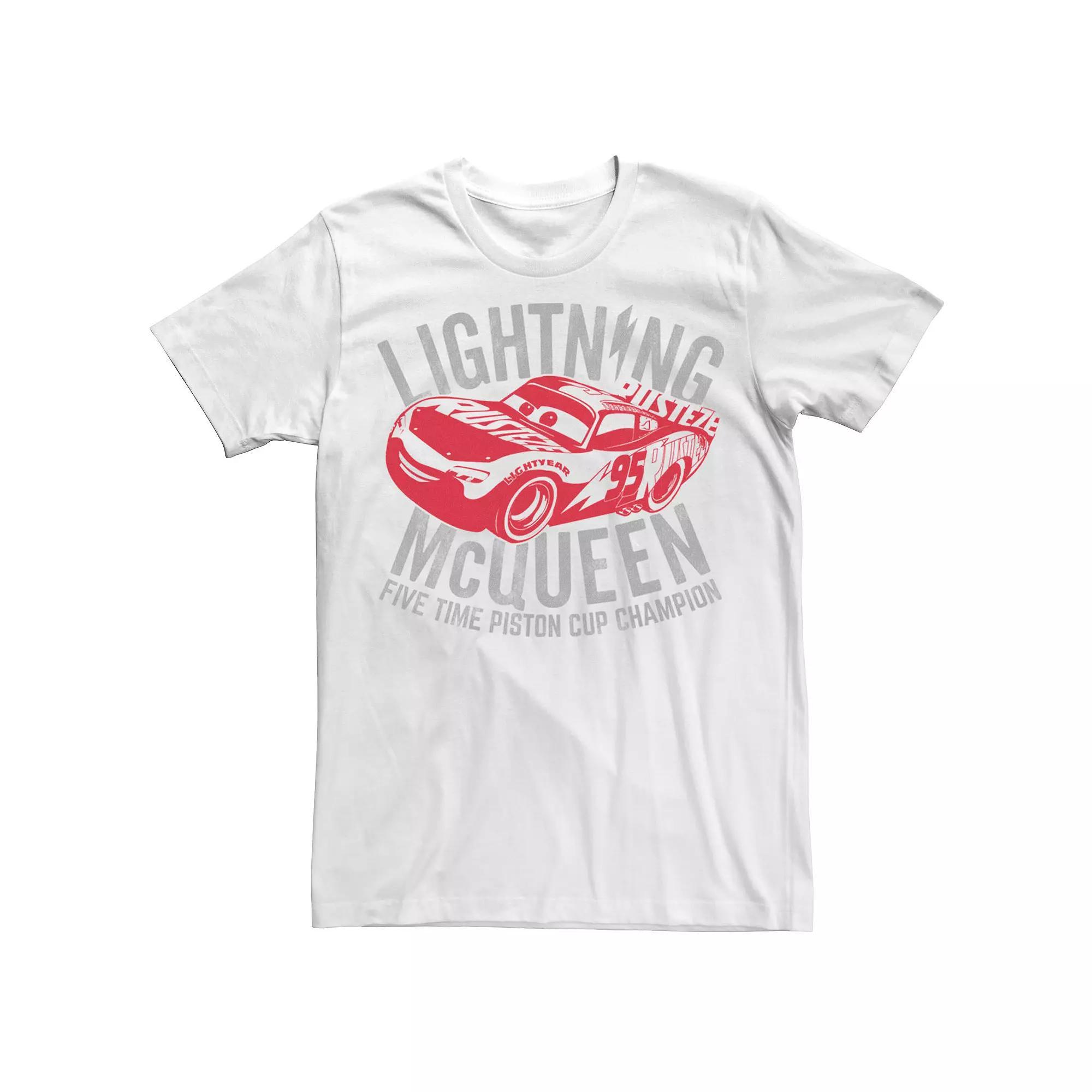 Disney / Pixar's Cars Lightning McQueen Men's Five Time Piston Cup Champion Tee, Size: Medium, White Product Image
