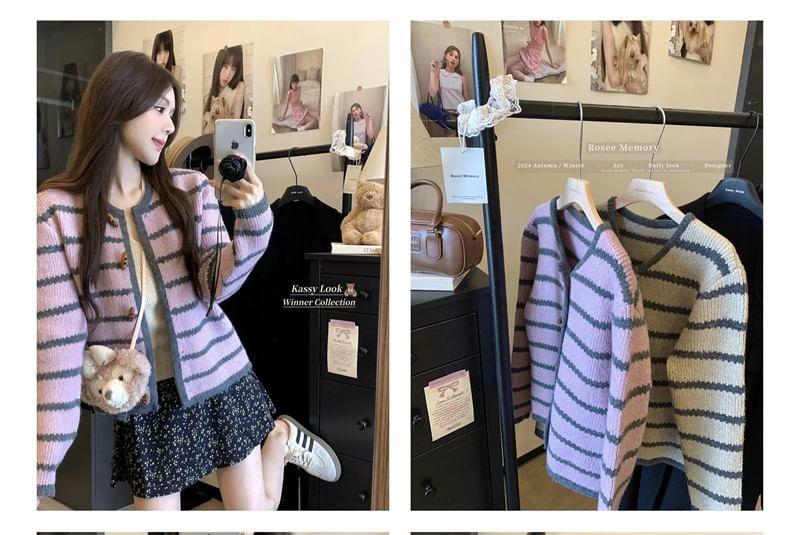 Striped Button-Up Cardigan Product Image